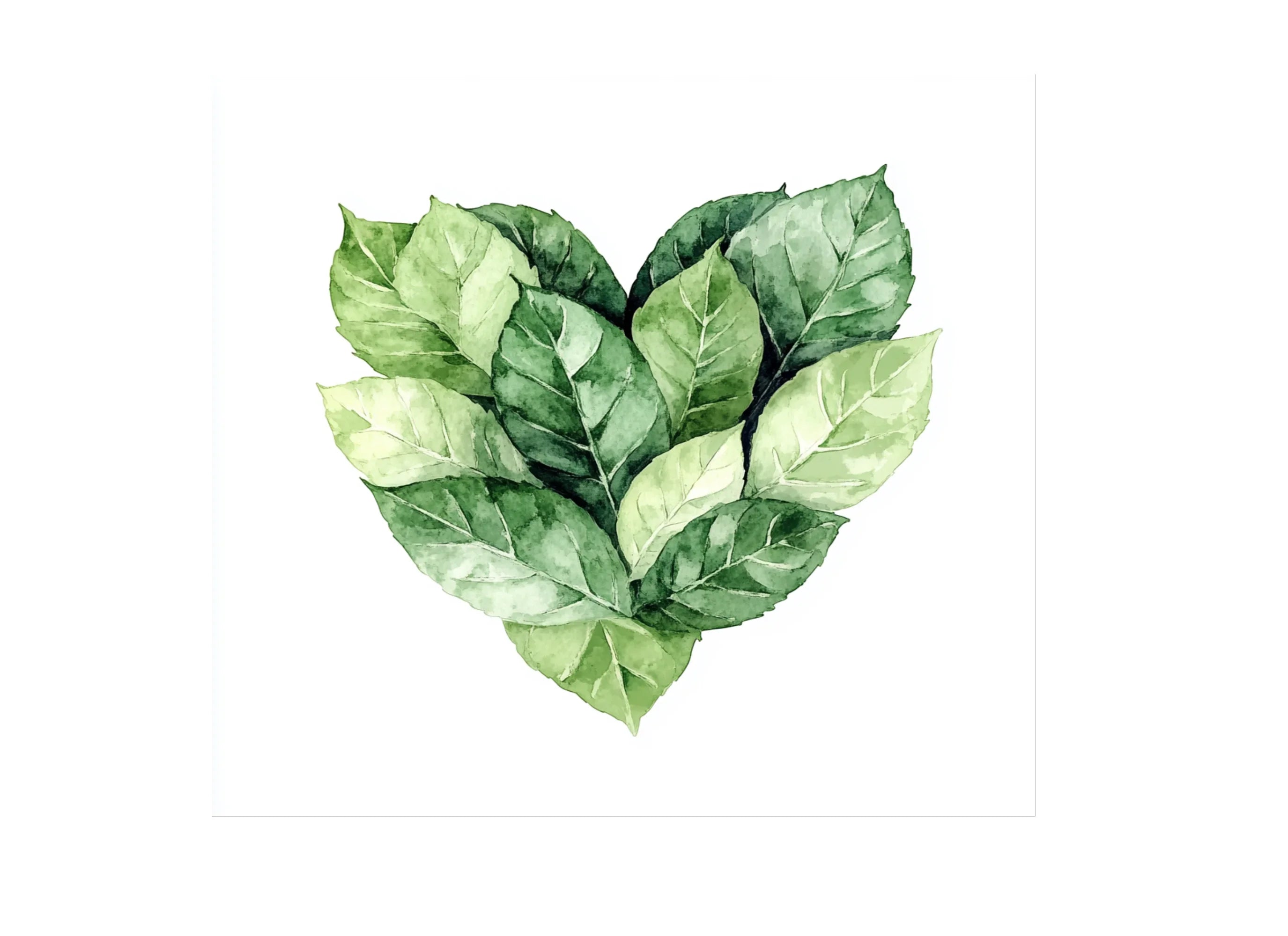 Green Leaves Heart Clipart Bundle