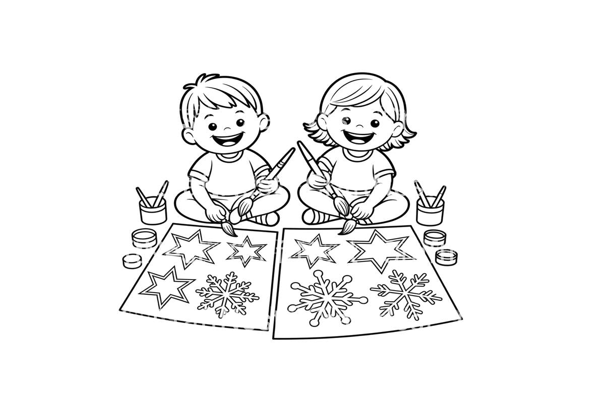 Kids Painting Christmas Decorations Coloring Books