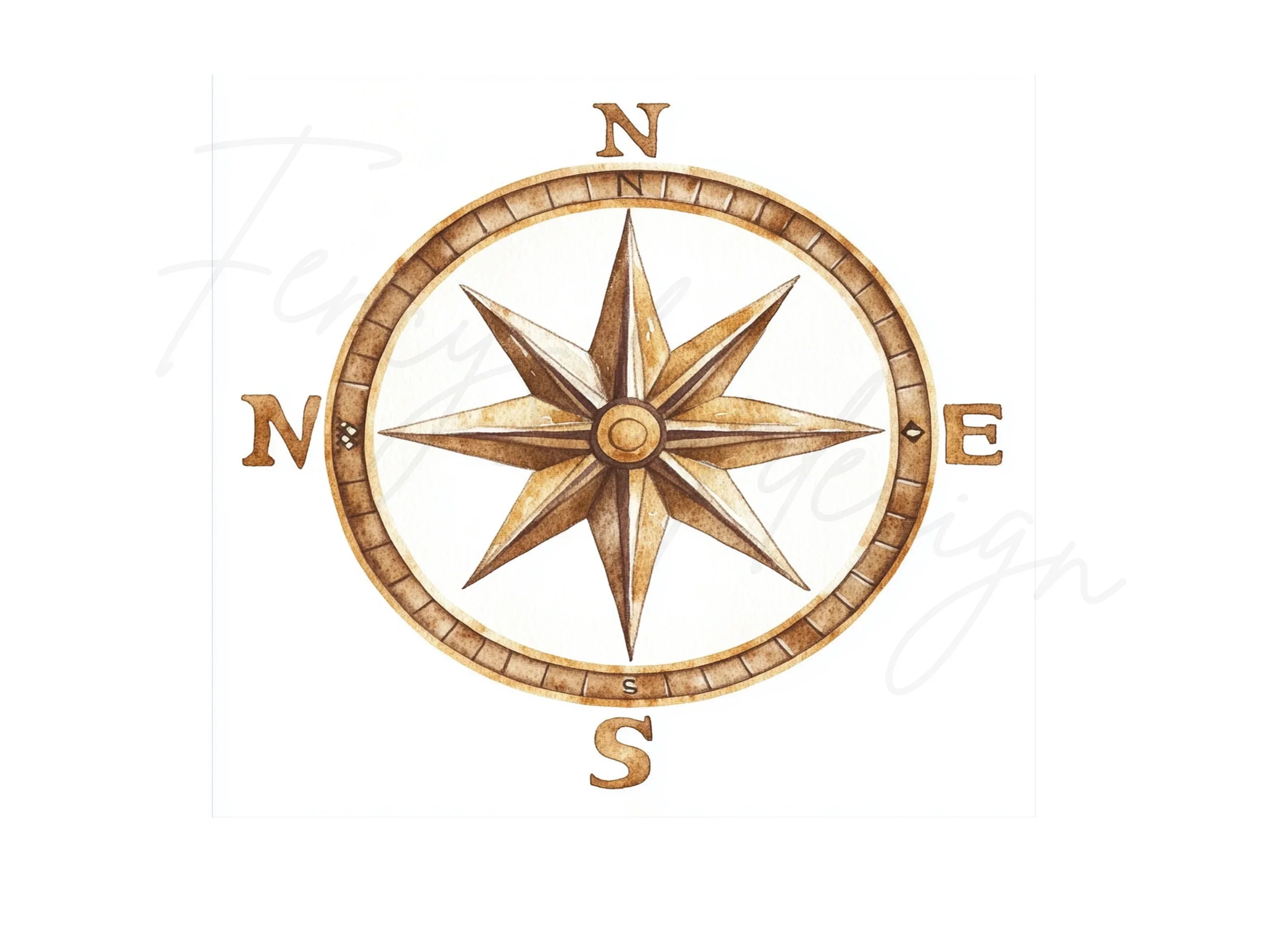 Vintage Compass Rose Clipart Bundle