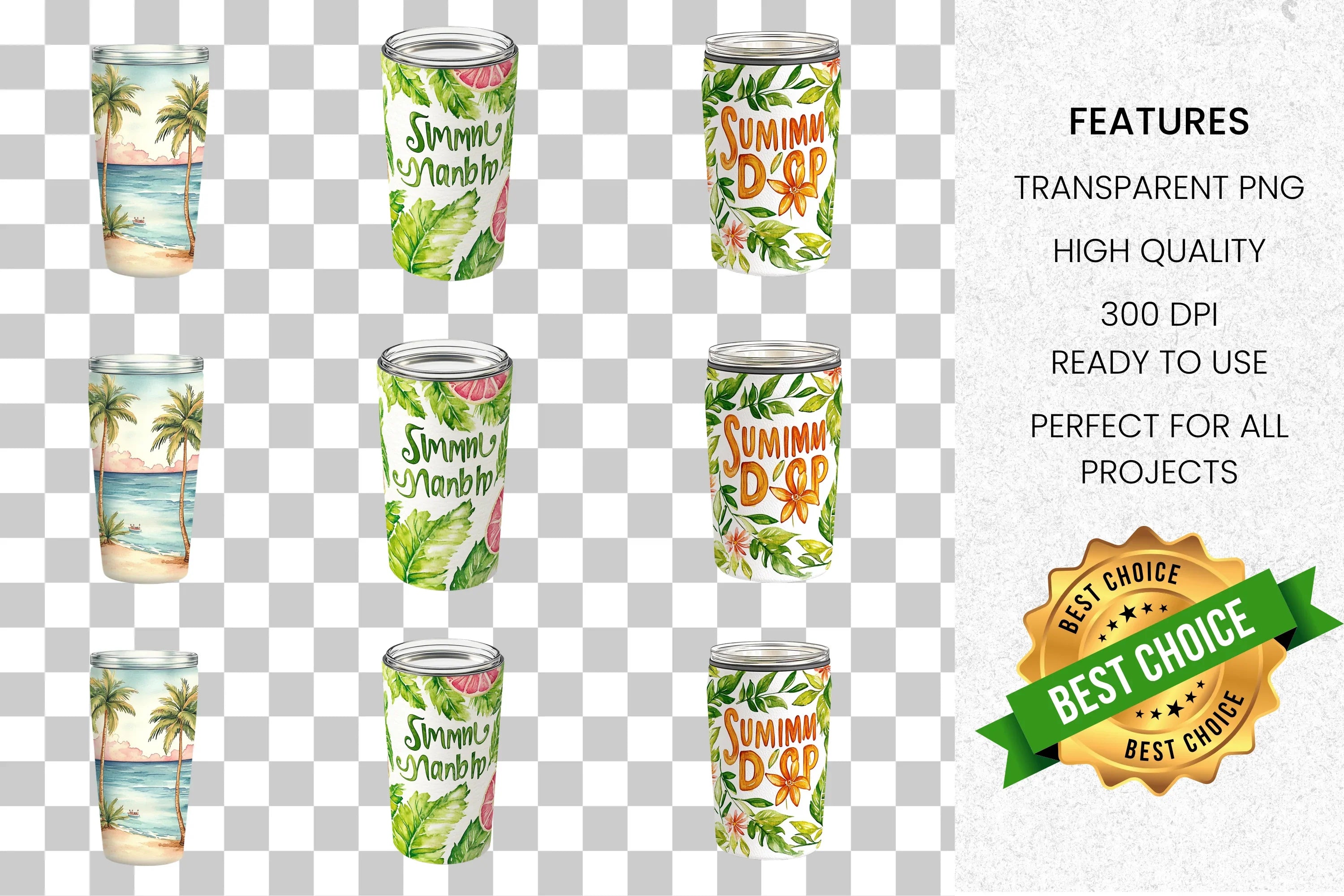 Sweet Summer Watermelon Tumbler Clipart Bundle