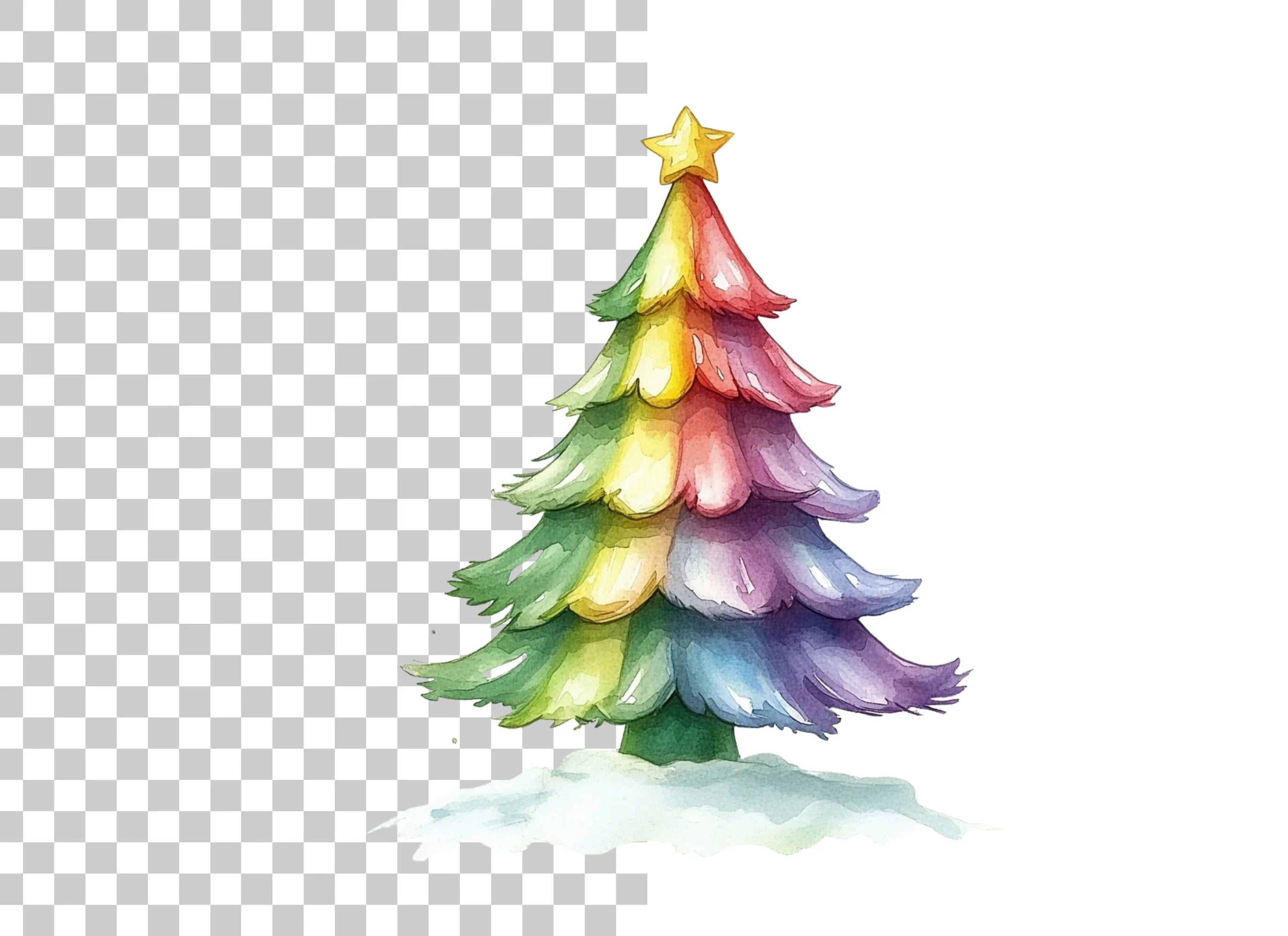 Rainbow Christmas Tree Clipart Bundle