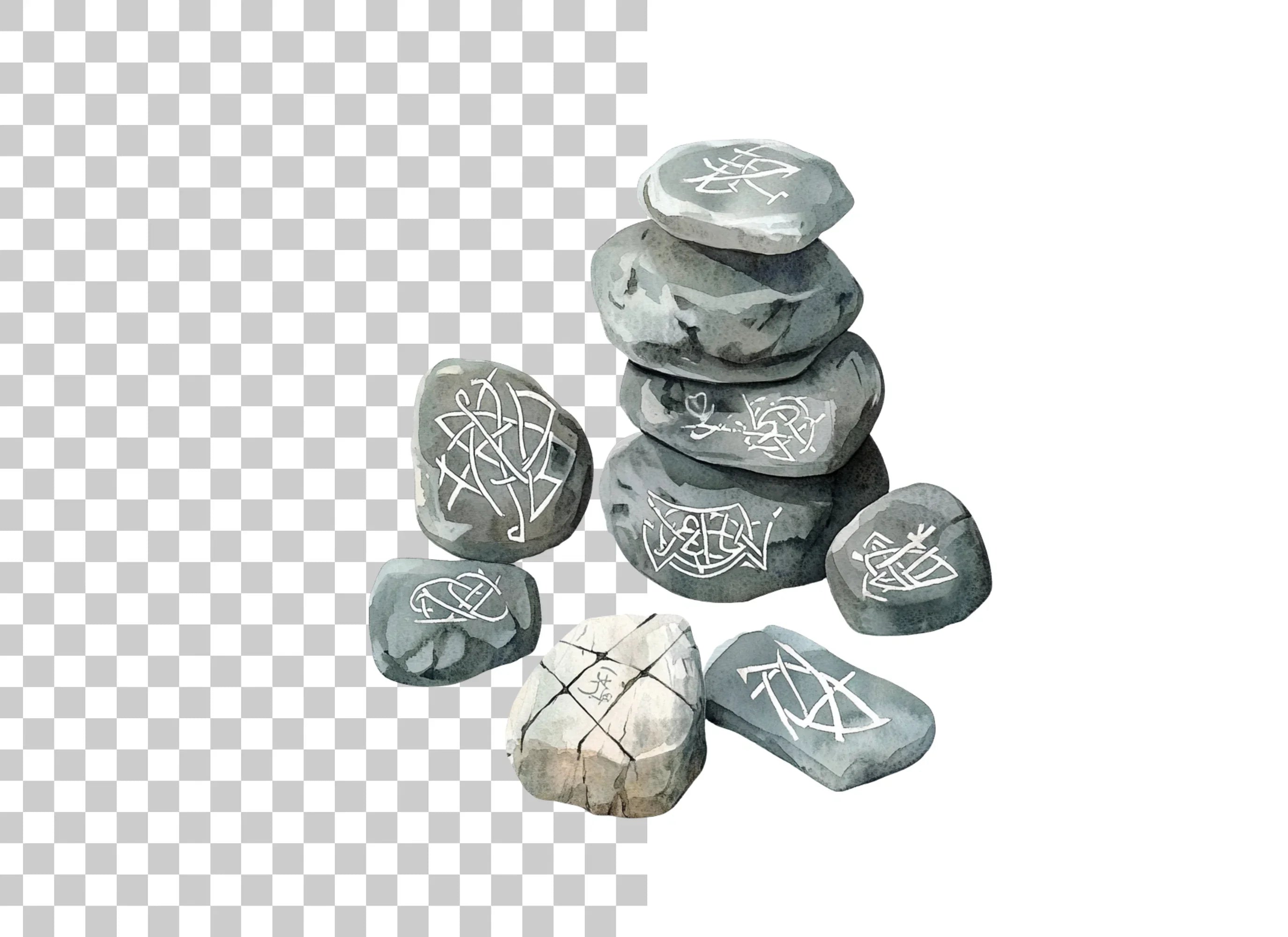 Stacked Rune Stones Clipart Bundle