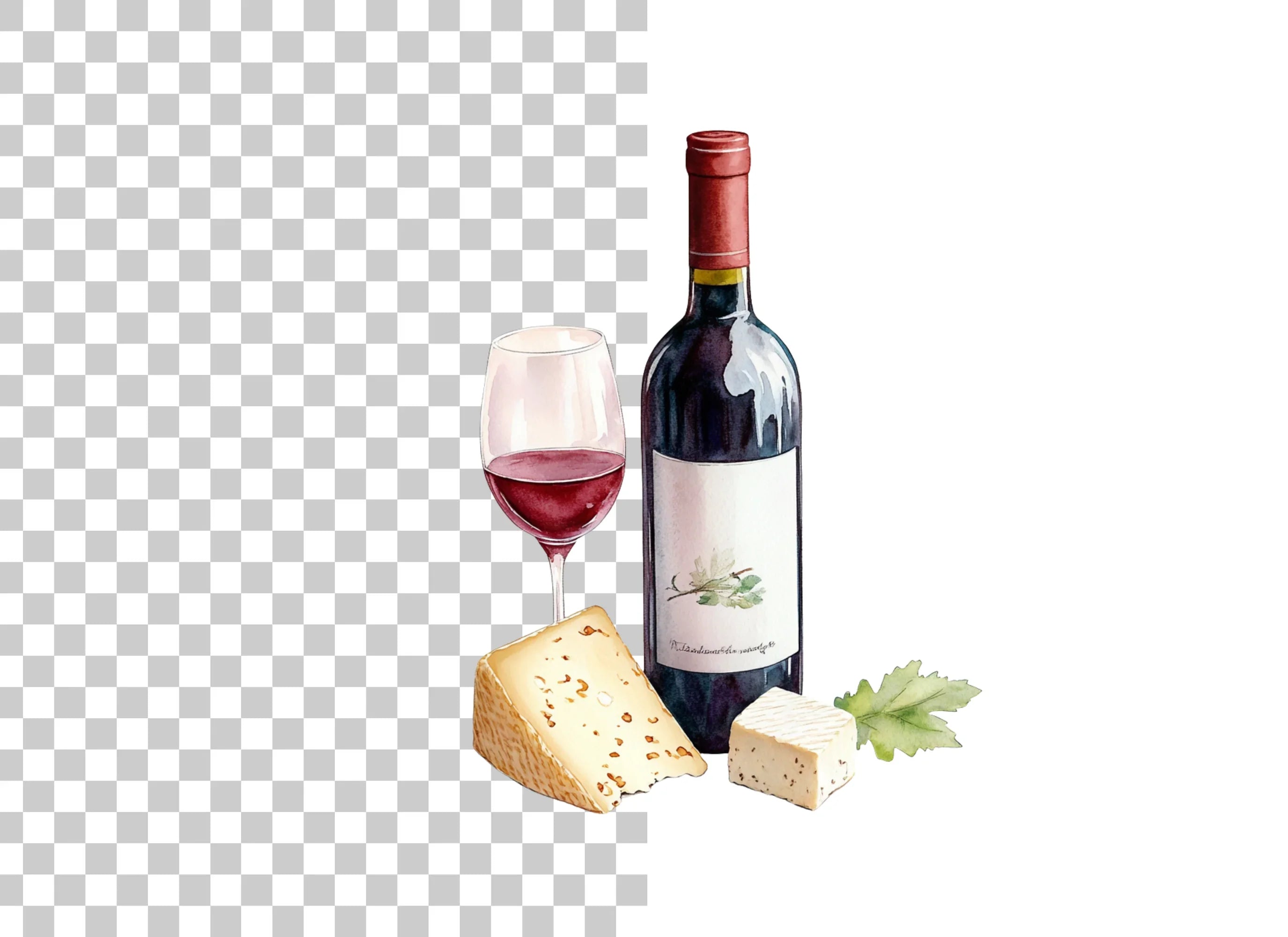 Wine and Cheese Pairing Clipart Bundle