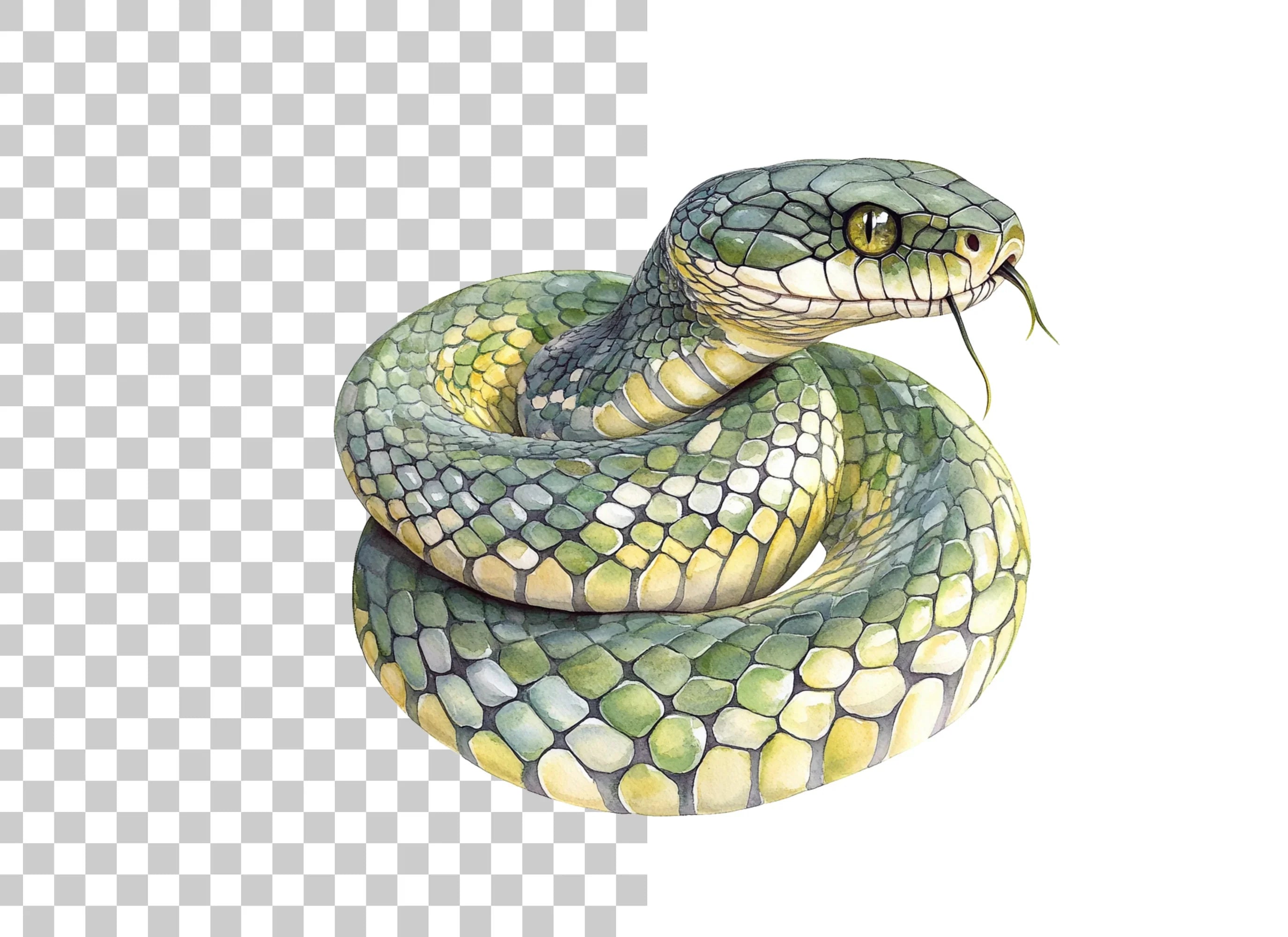 Vibrant Green Snake Clipart Bundle