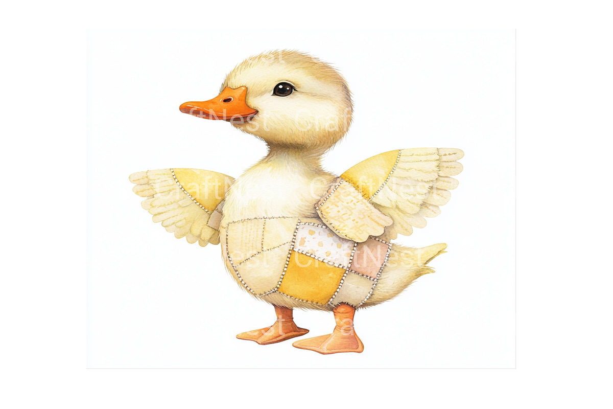 Quilted Patchwork Duckling Designs Clipart Bundle