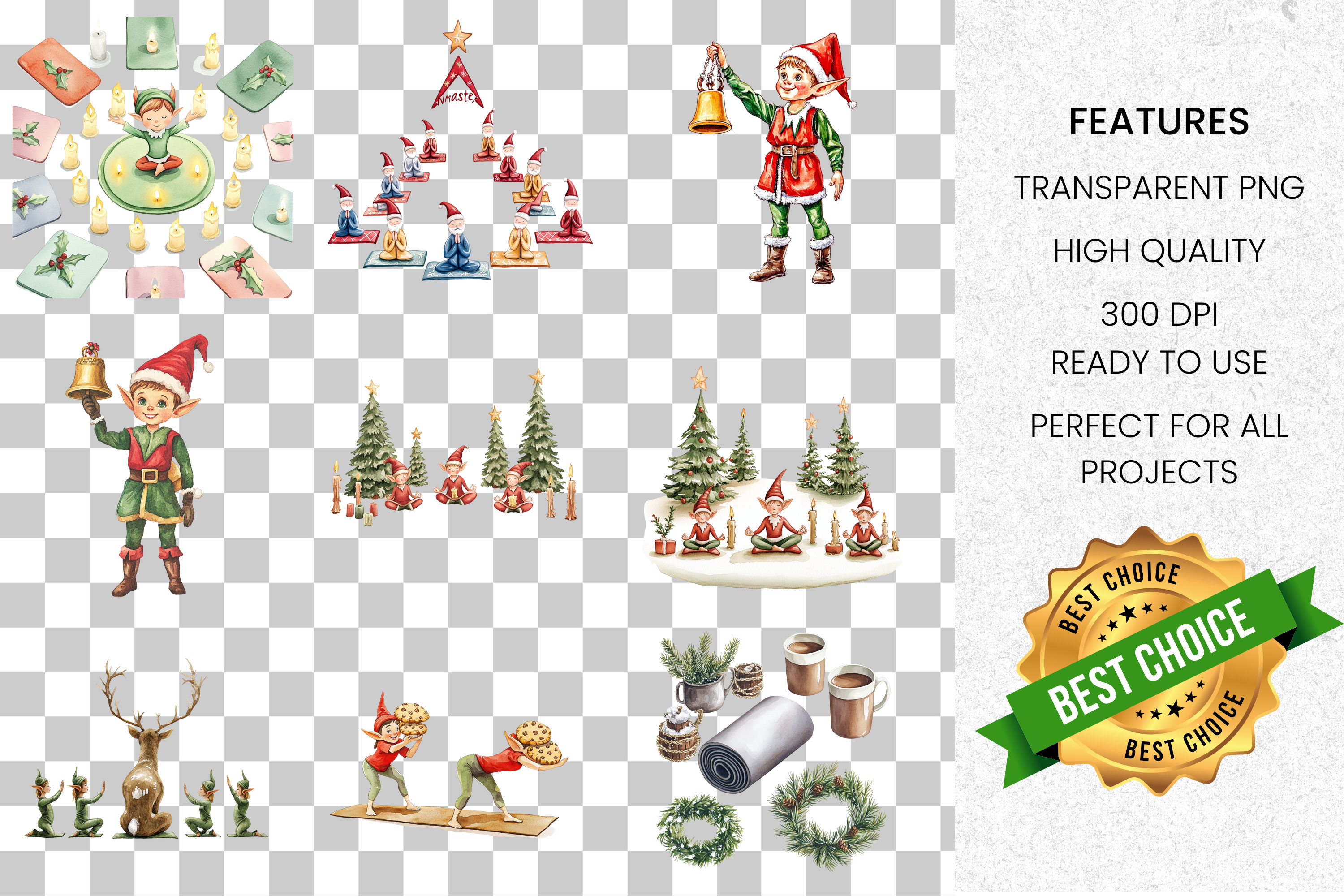 Santa and Christmas Decor Clipart Bundle