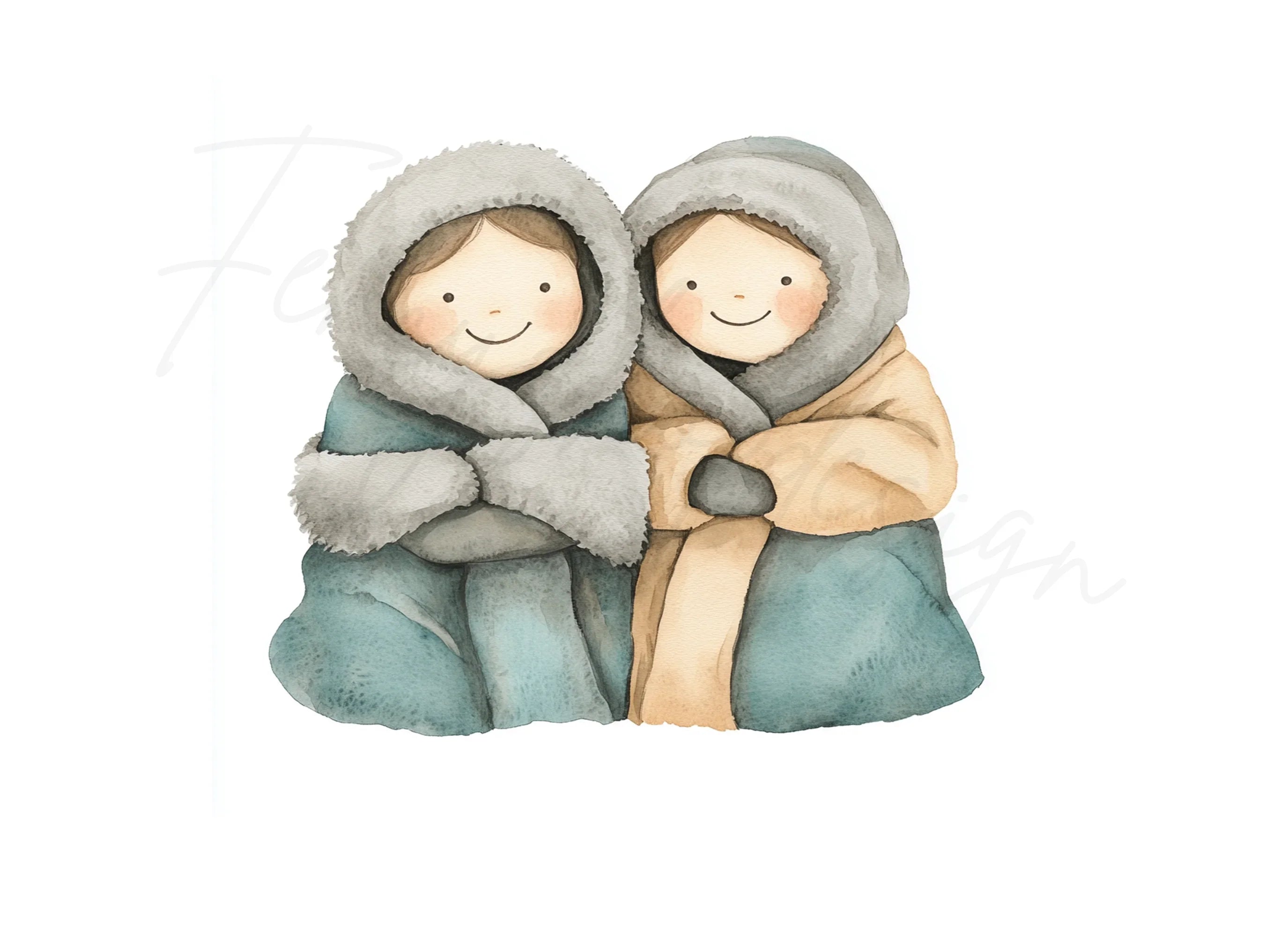 Cute Winter Kids Clipart Bundle