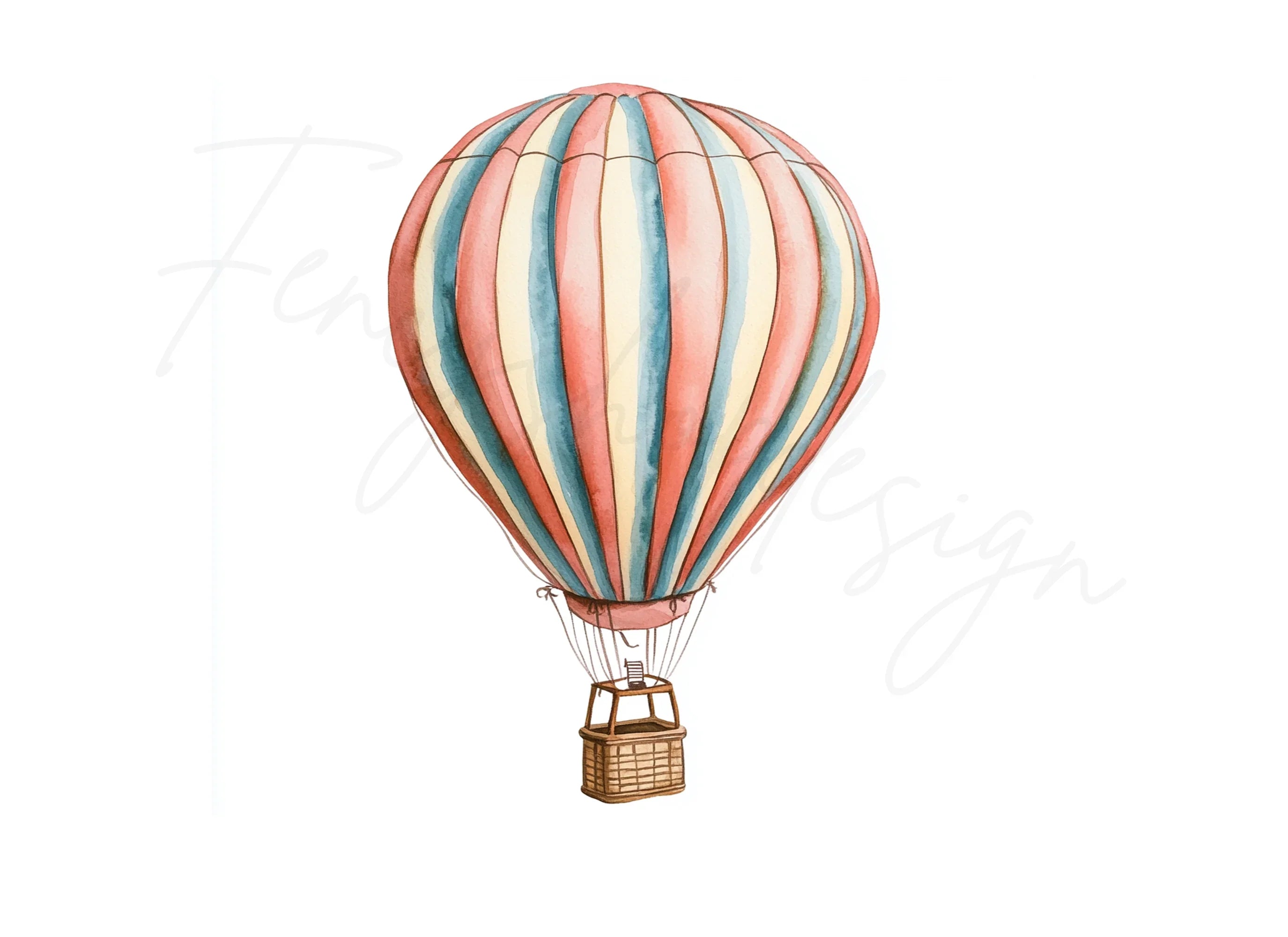 Vintage Striped Hot Air Balloon Clipart Bundle