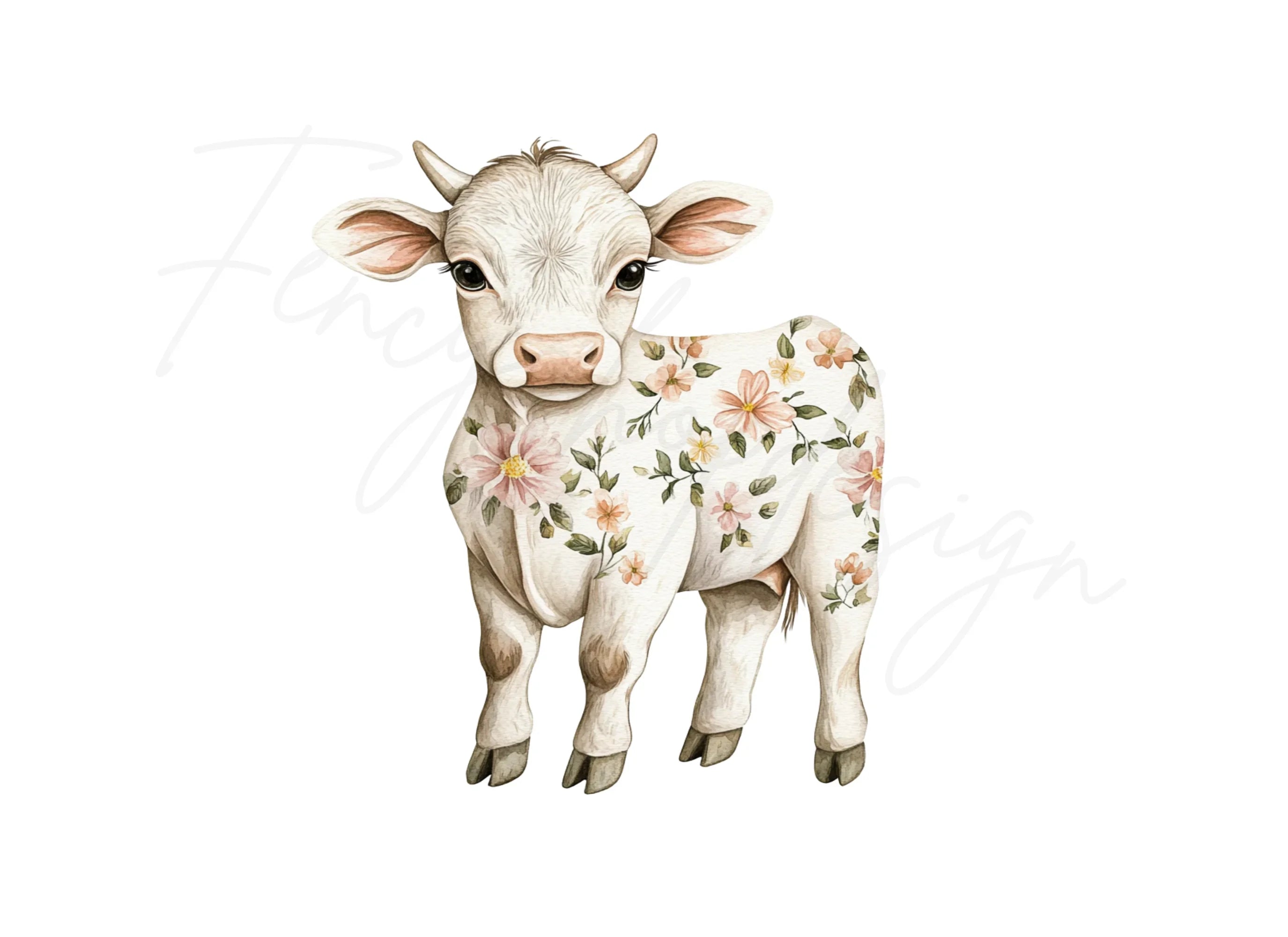 Floral Baby Calf Clipart Bundle