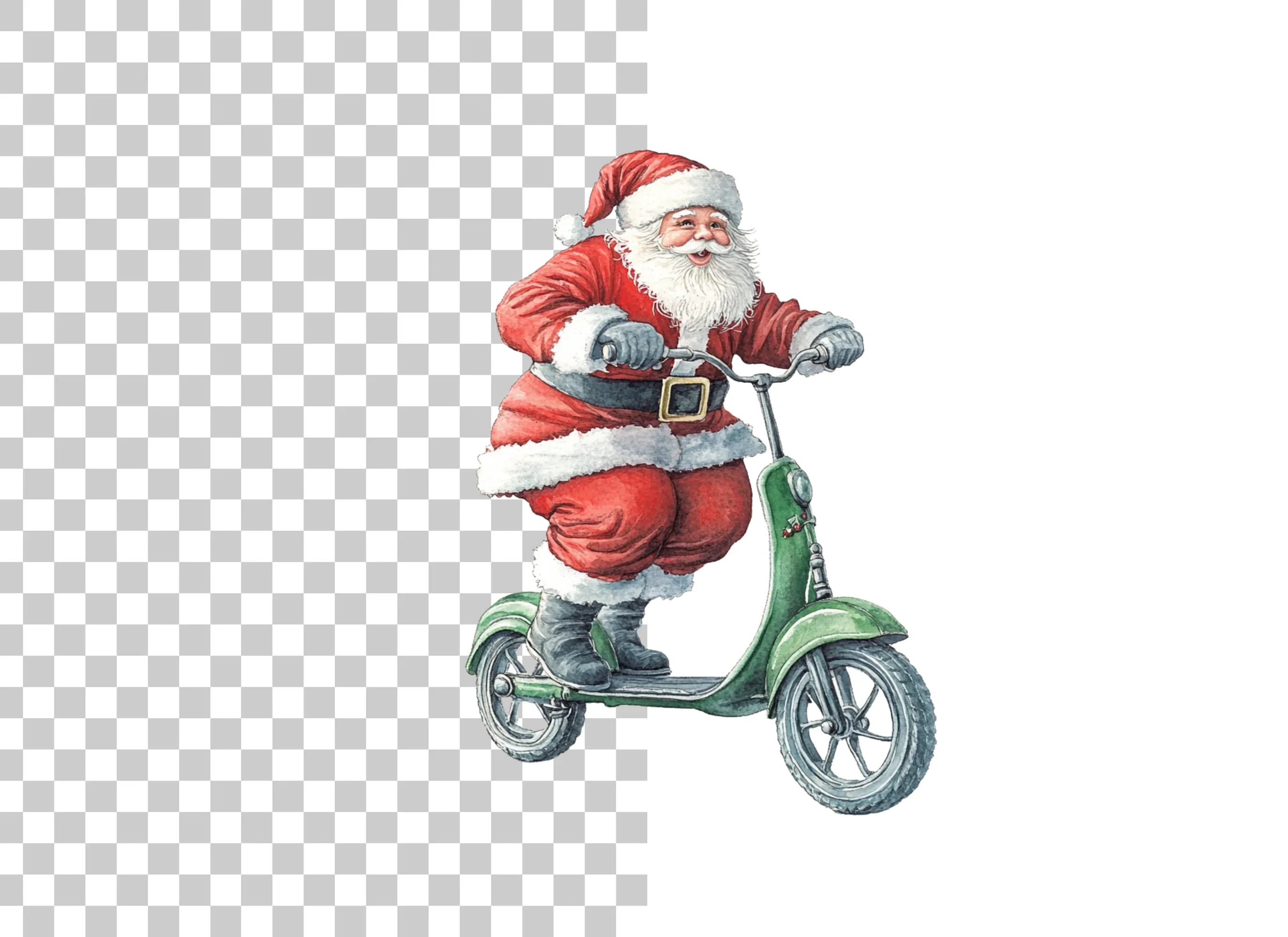 Santa Claus on Scooter Clipart Bundle
