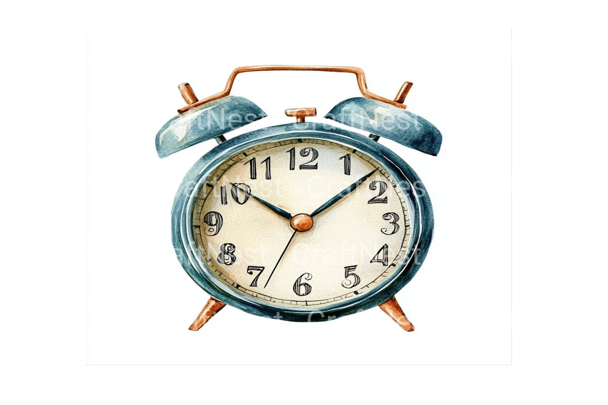 Vintage Alarm Clock Clipart Bundle