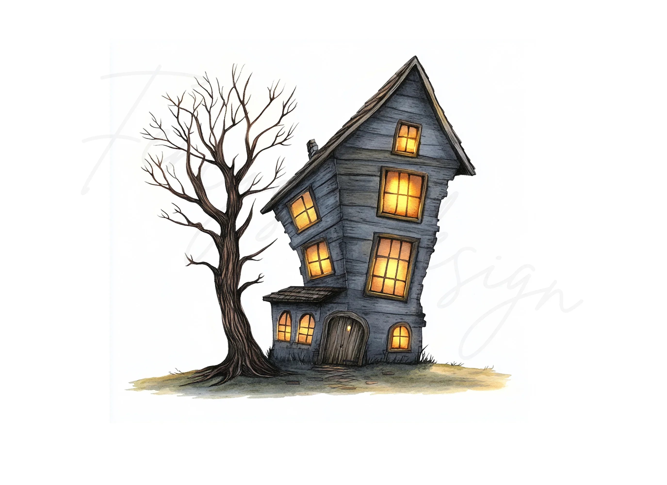Spooky Haunted House Clipart Bundle