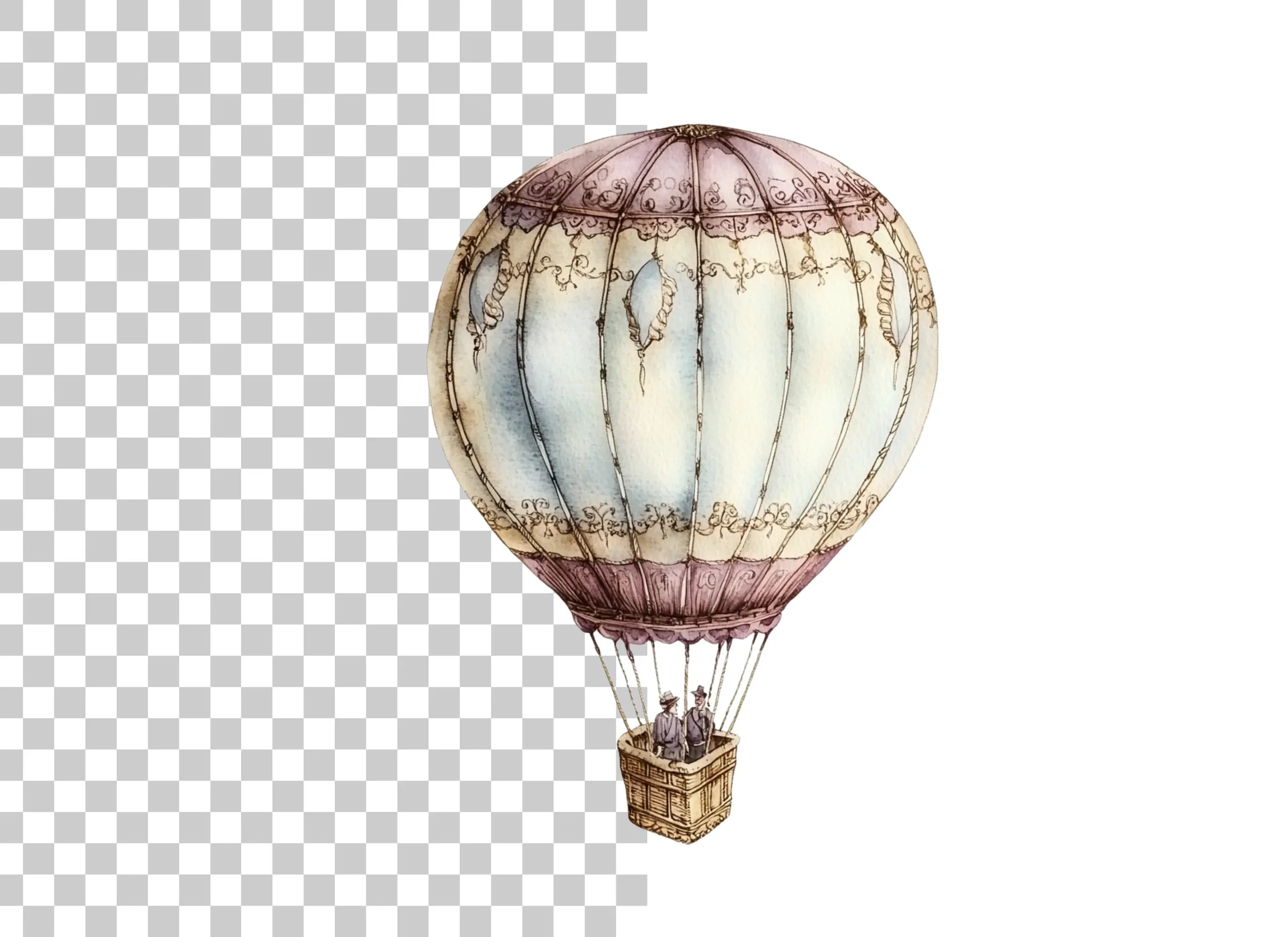 Vintage Hot Air Balloon Clipart Bundle