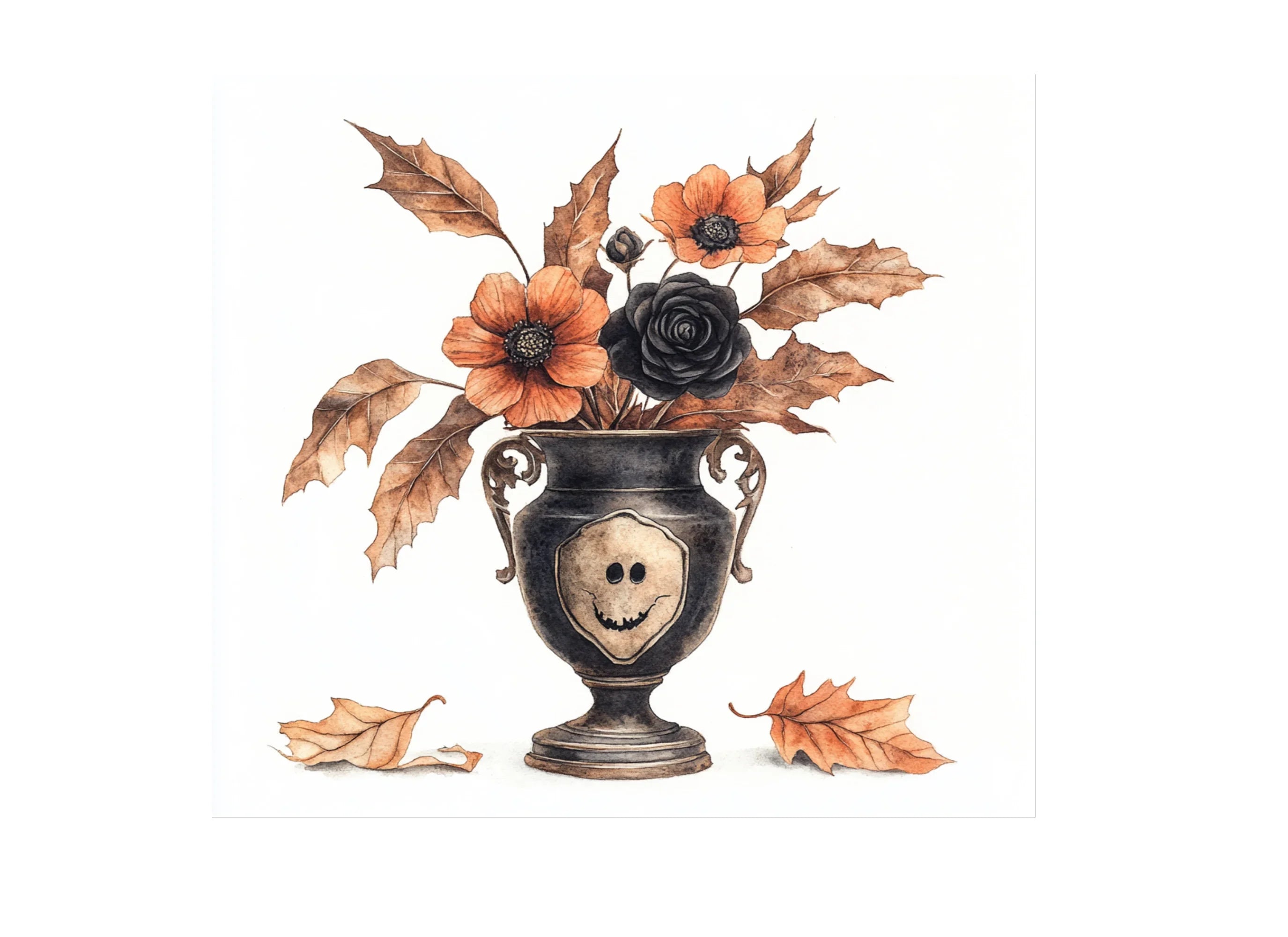 Halloween Floral Vase Clipart Bundle