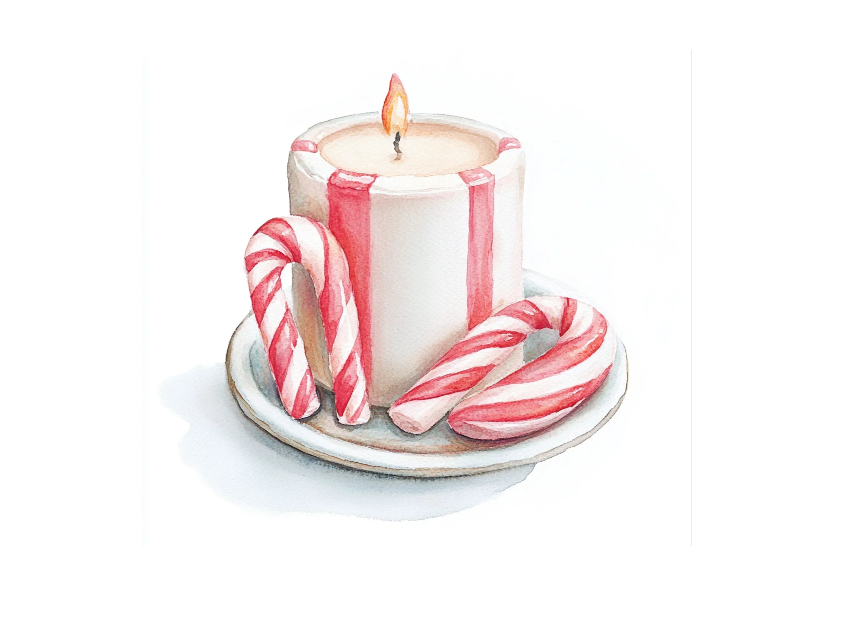 Candy Cane Christmas Candles Clipart Bundle