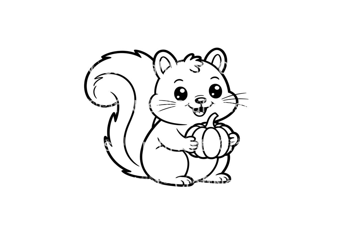 Charming Squirrel Pumpkin Coloring Books