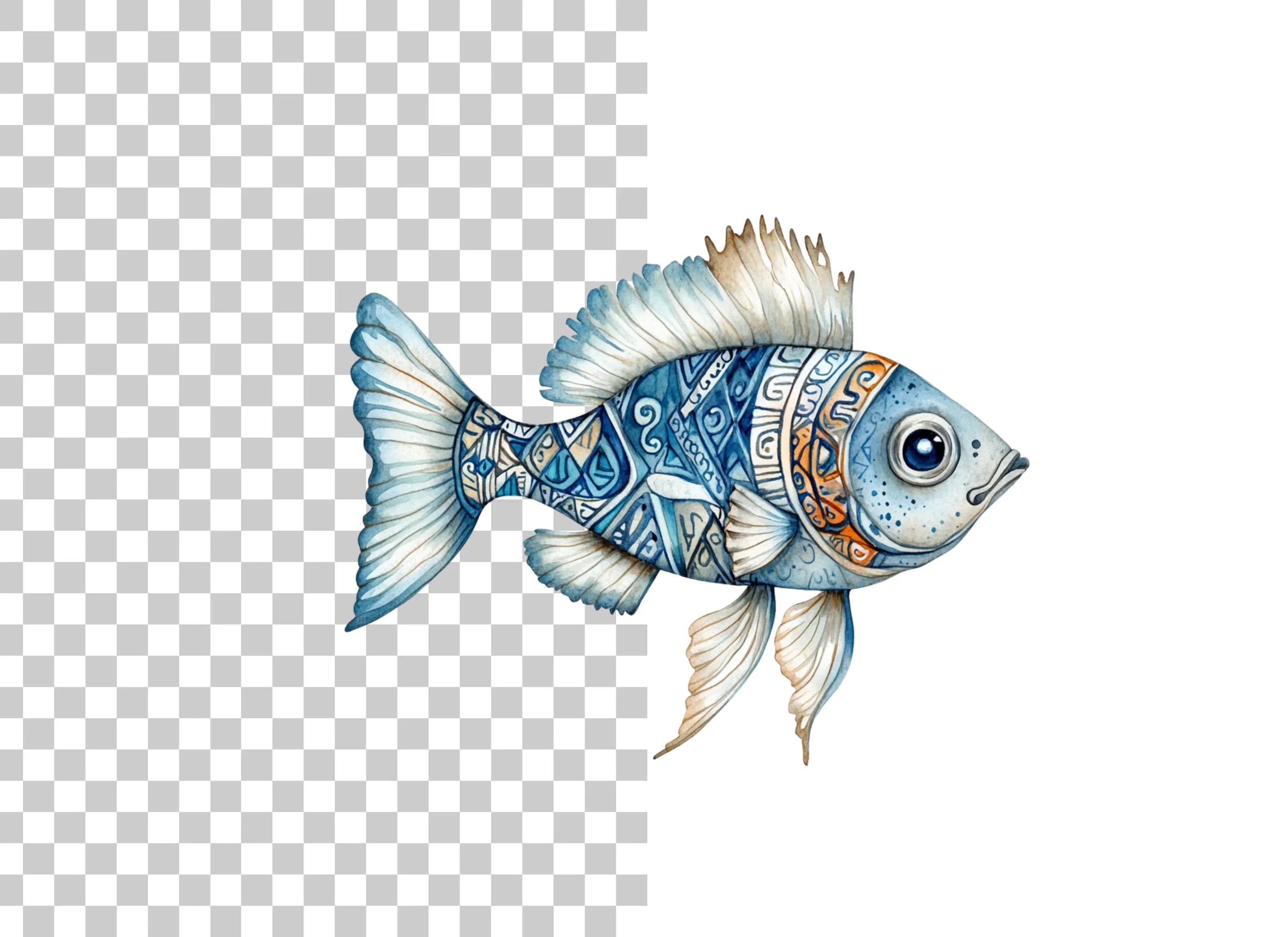 Decorative Blue Fish Clipart Bundle