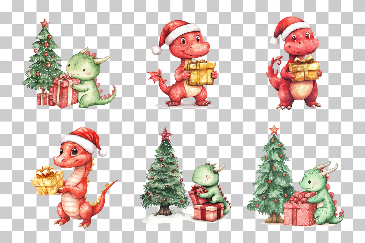 Holiday Dinosaur Clipart Bundle