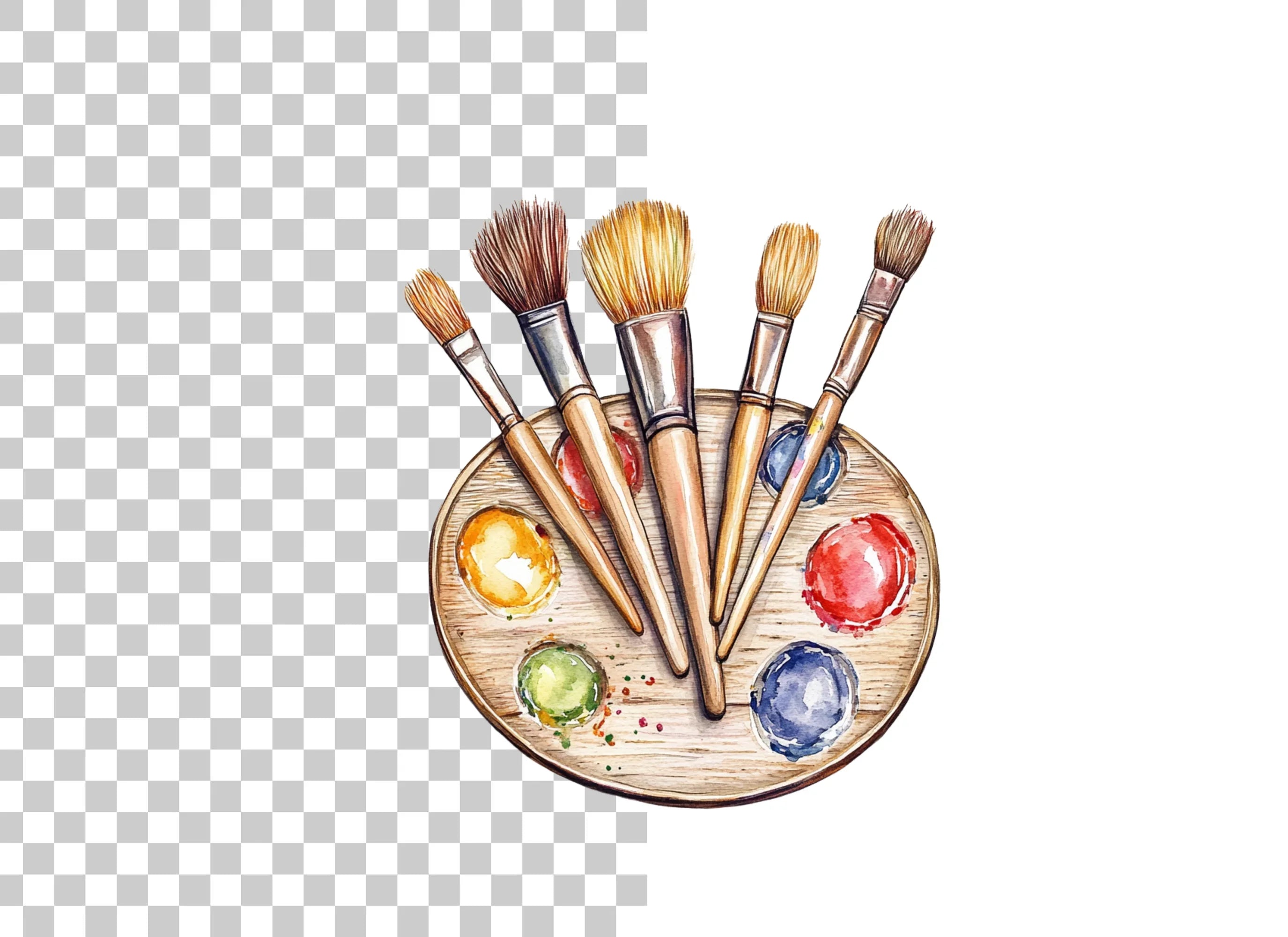 Paint Brushes and Palette Clipart Bundle