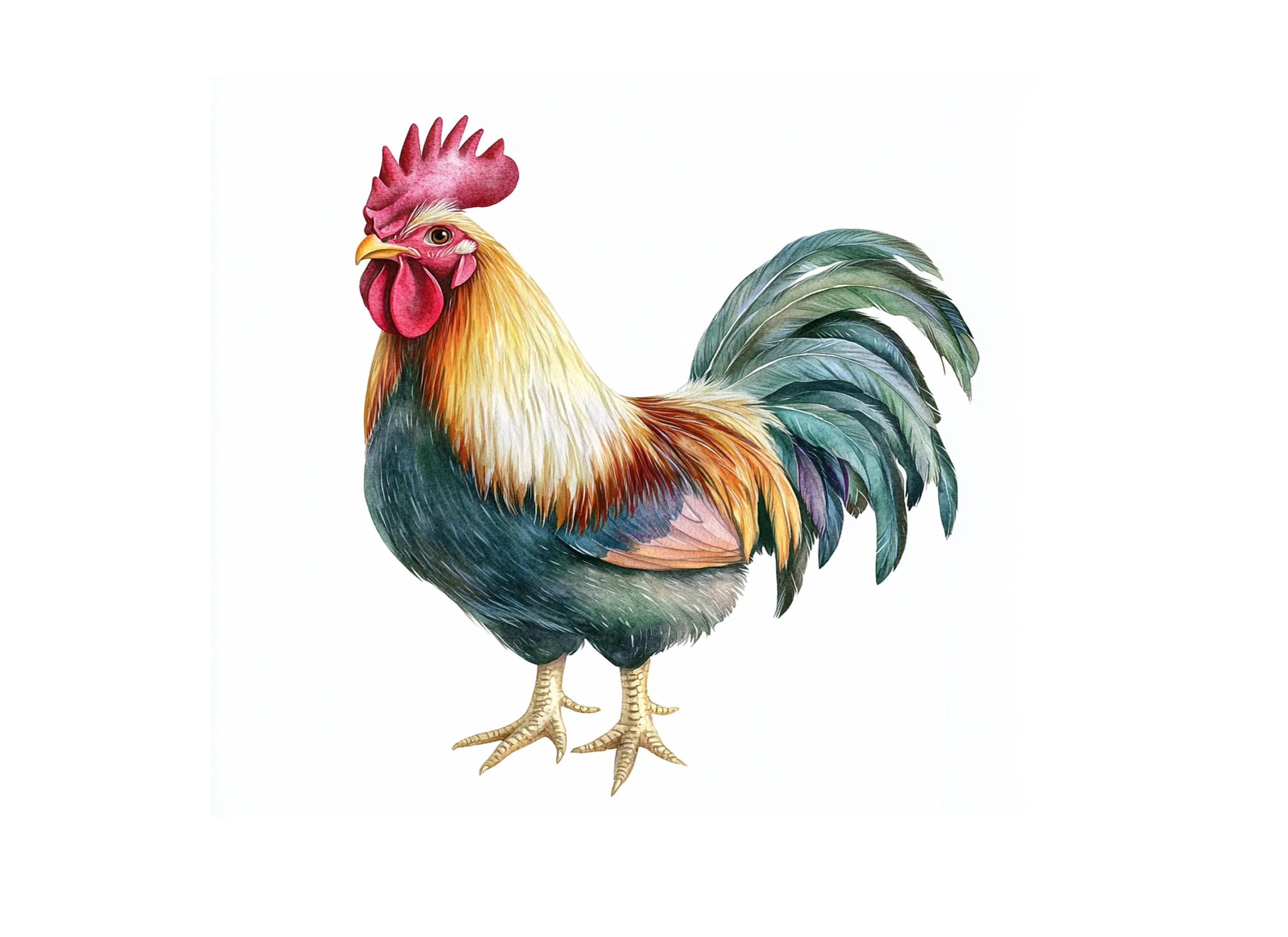 Colorful Rooster Illustrations Clipart Bundle
