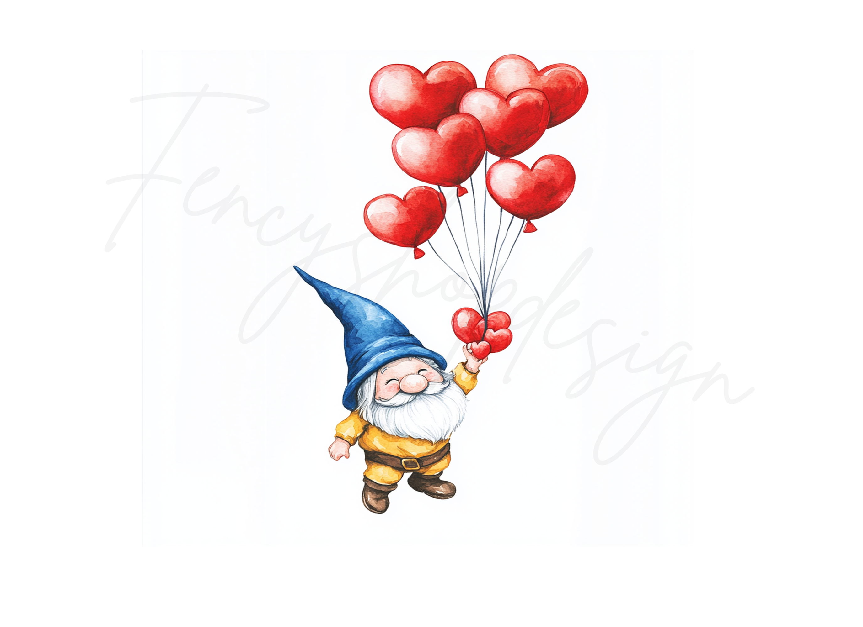 Valentine Gnomes with Heart Balloons Clipart Bundle