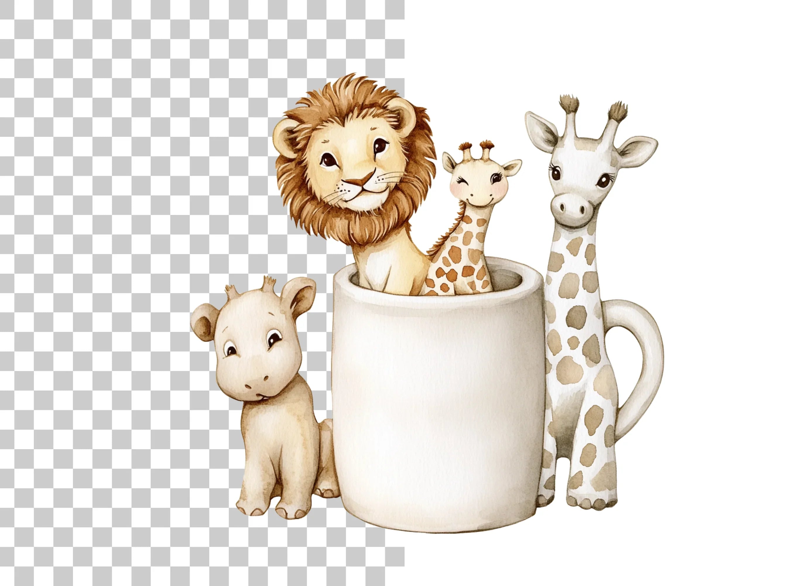 Cute Safari Animals Clipart Bundle