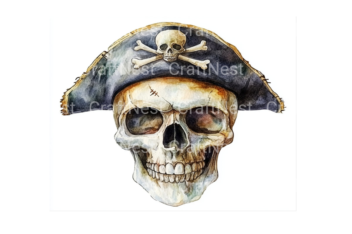 Pirate Skull With Hat Clipart Bundle