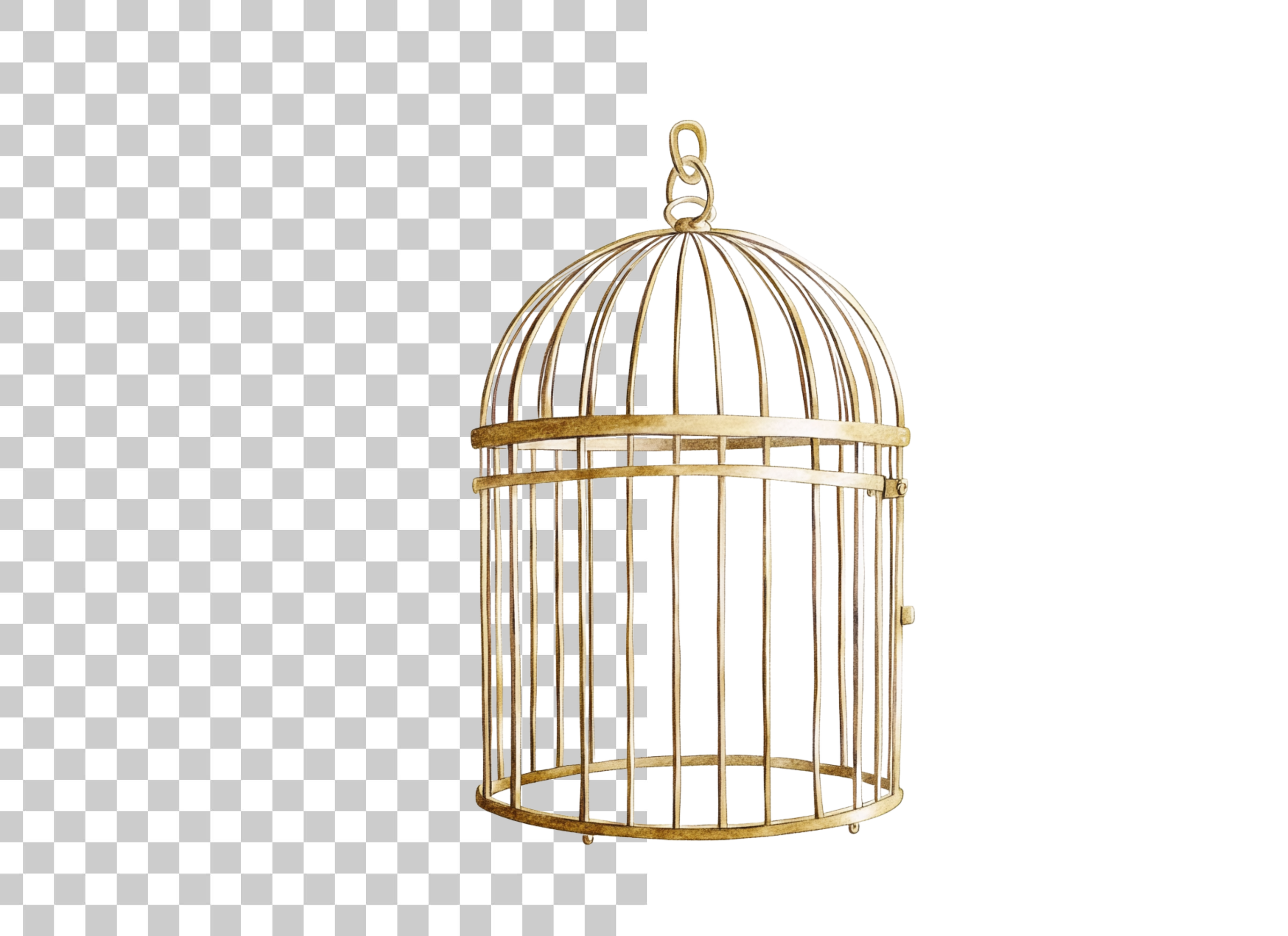 Vintage Gold Bird Cage Clipart Bundle