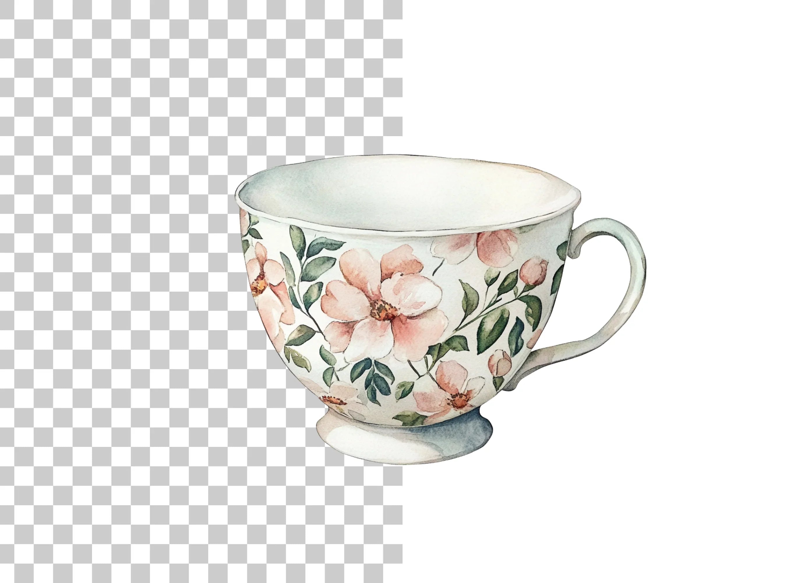 Elegant Floral Teacup Clipart Bundle