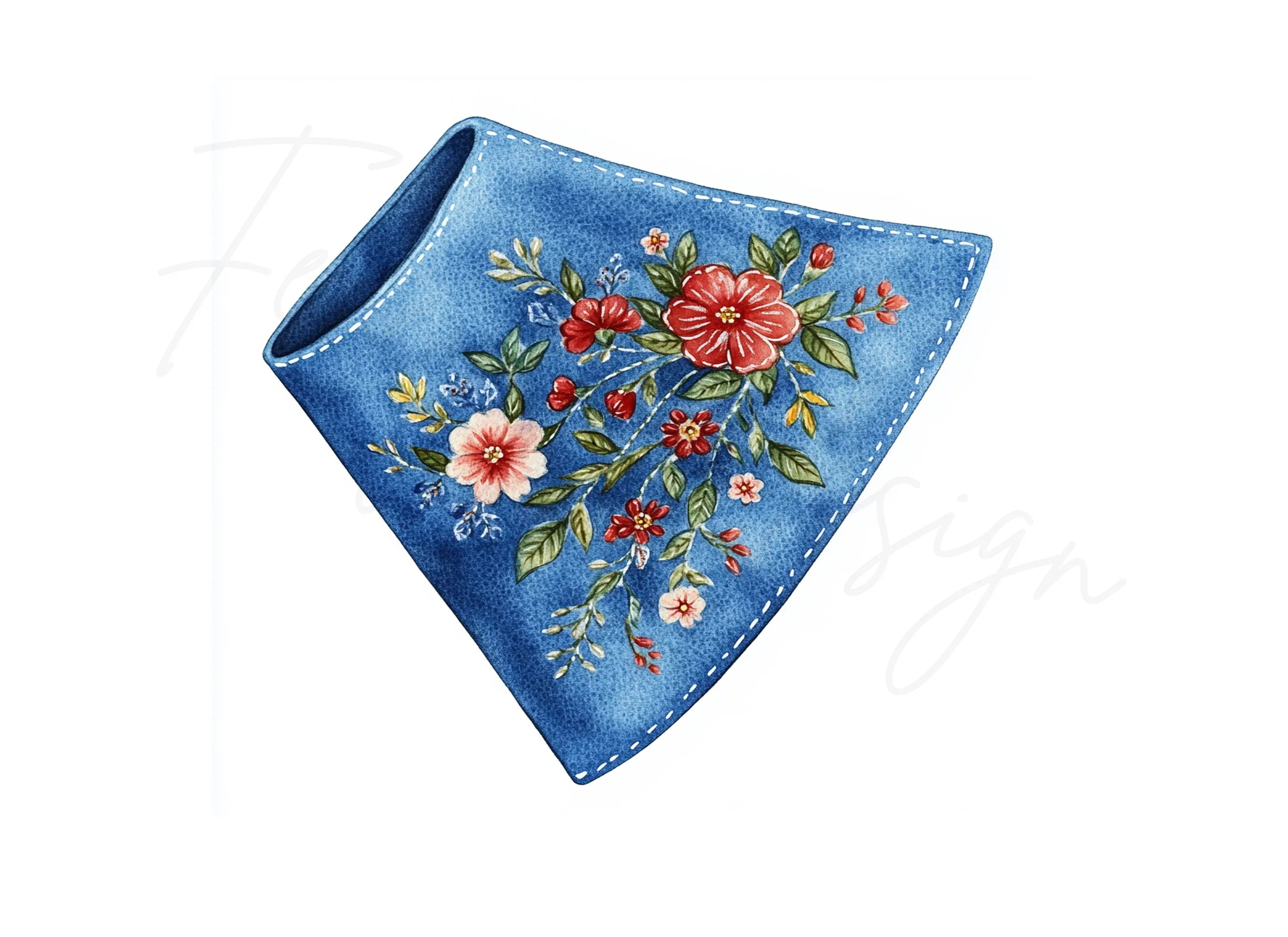Embroidered Denim Fabric Clipart Bundle