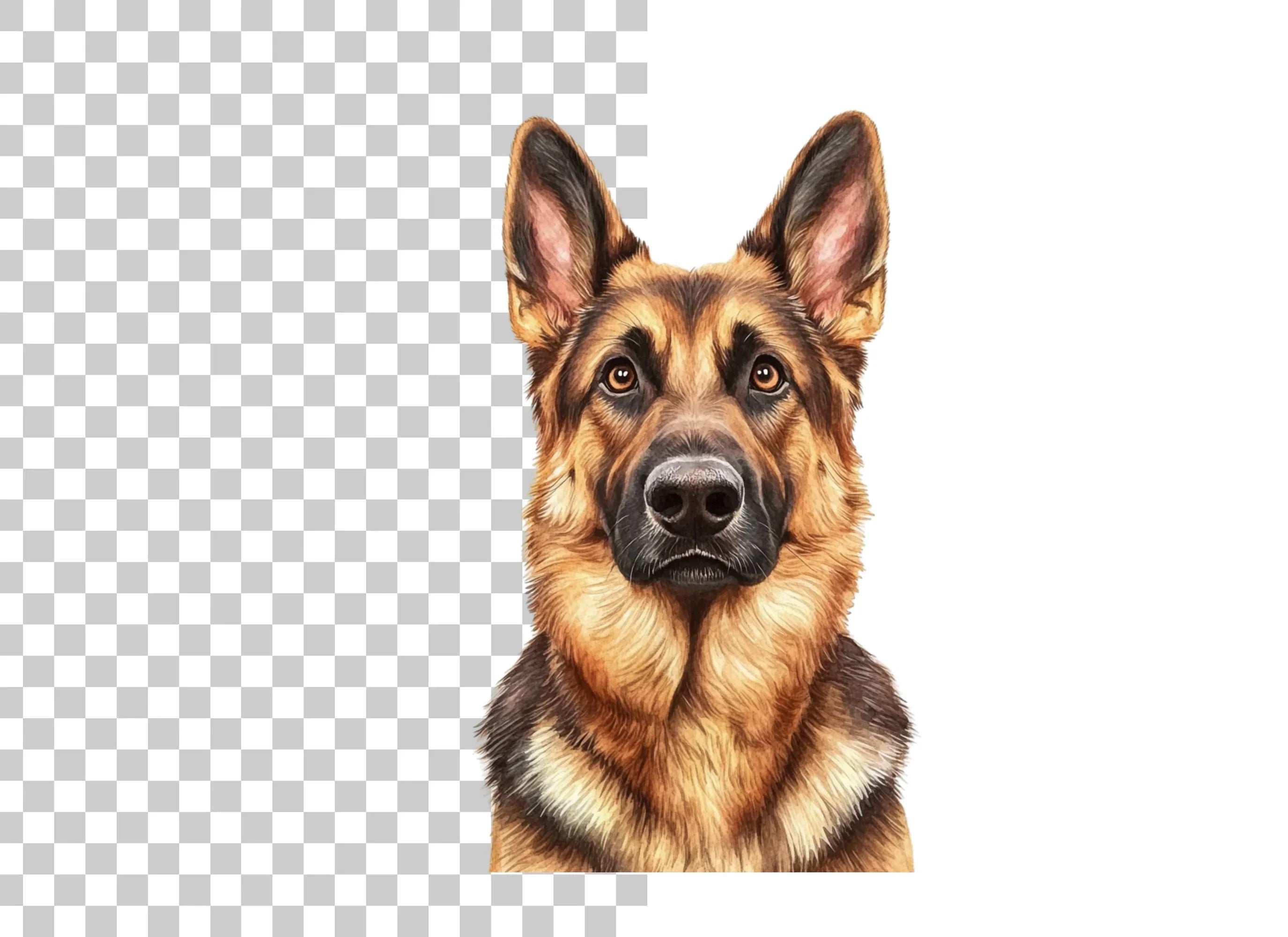 German Shepherd Dog Head Portraits Clipart Bundle