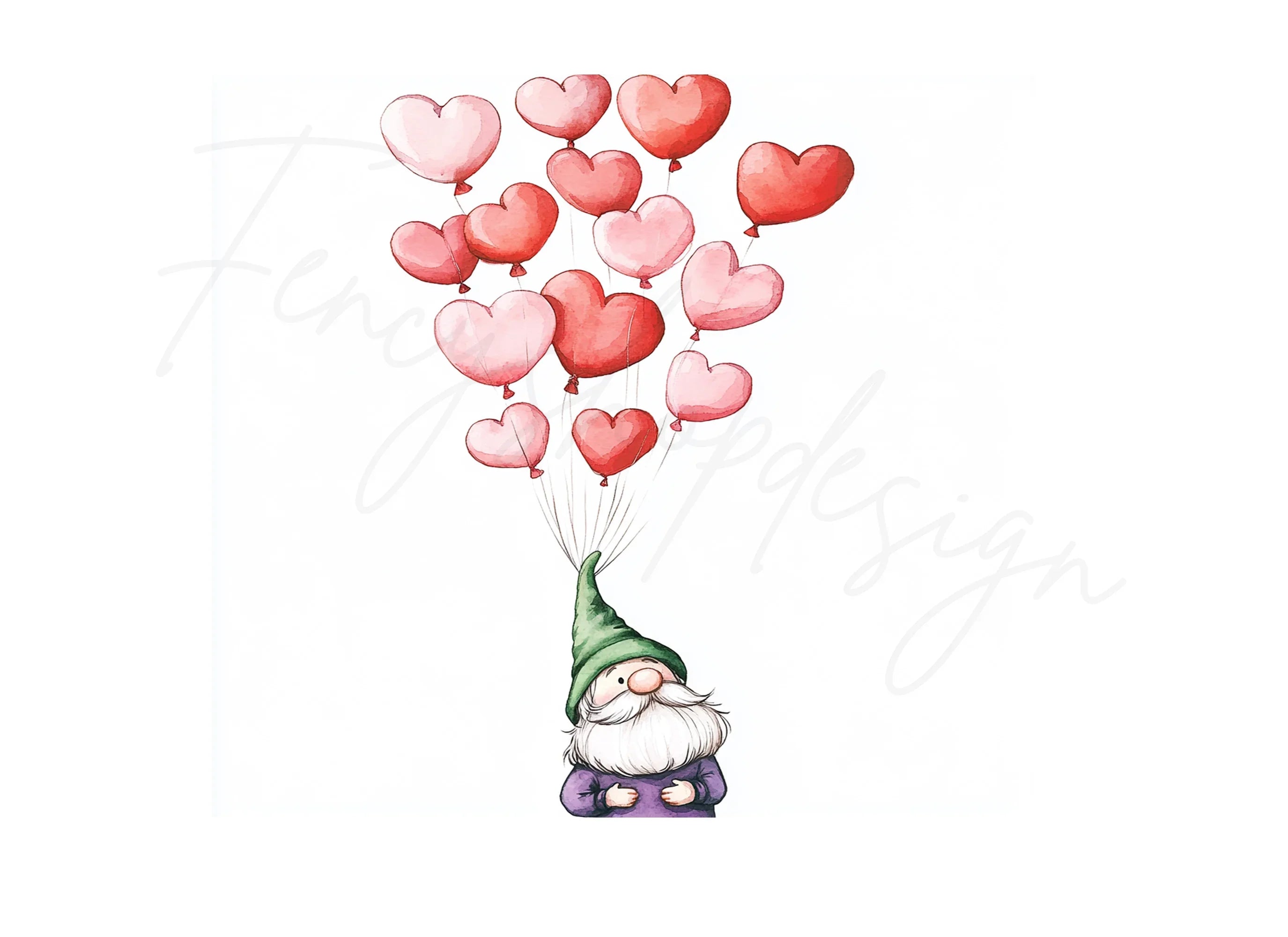 Gnome with Heart Balloons Clipart Bundle