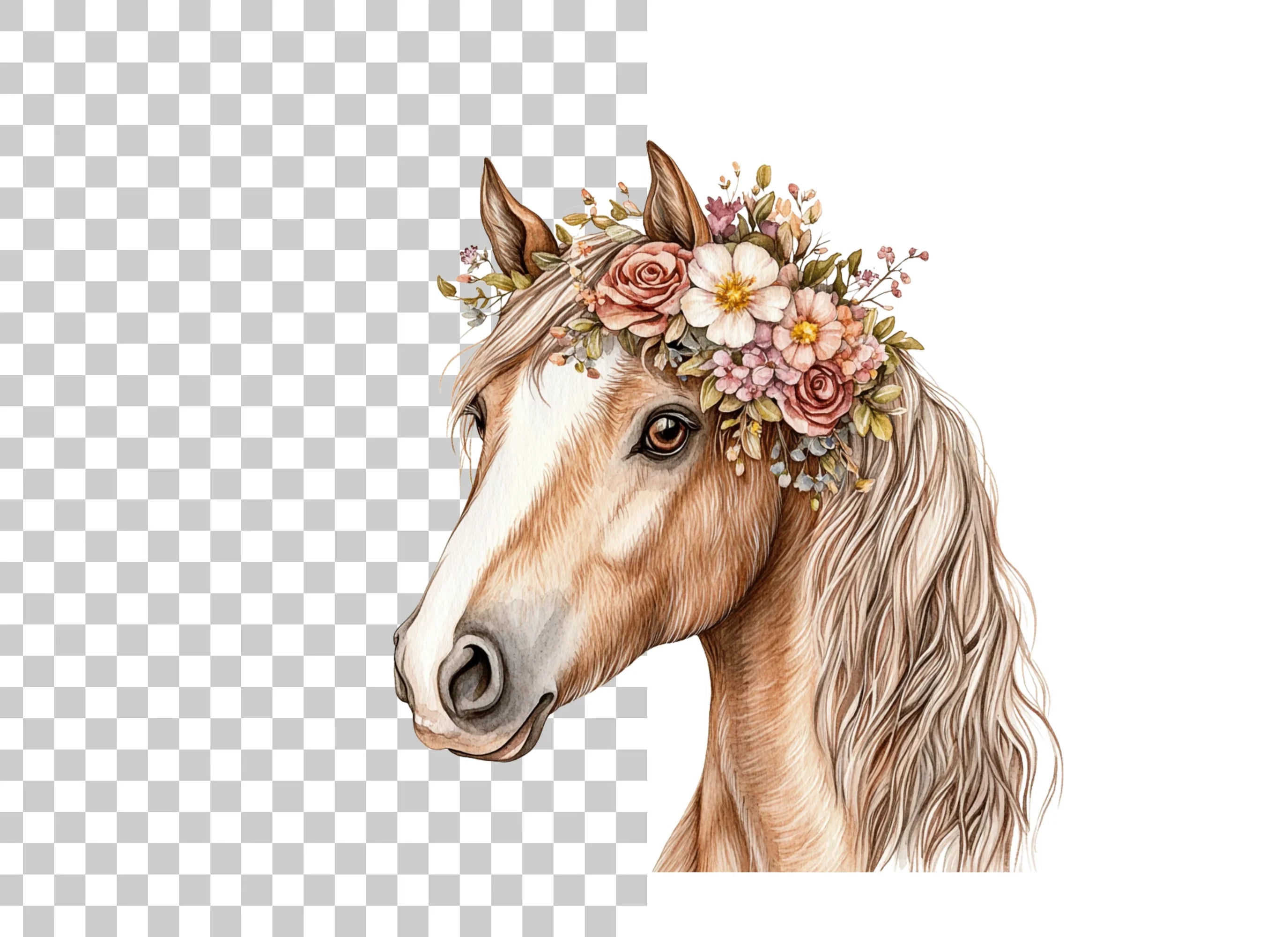 Horses with Flower Crowns Clipart Bundle