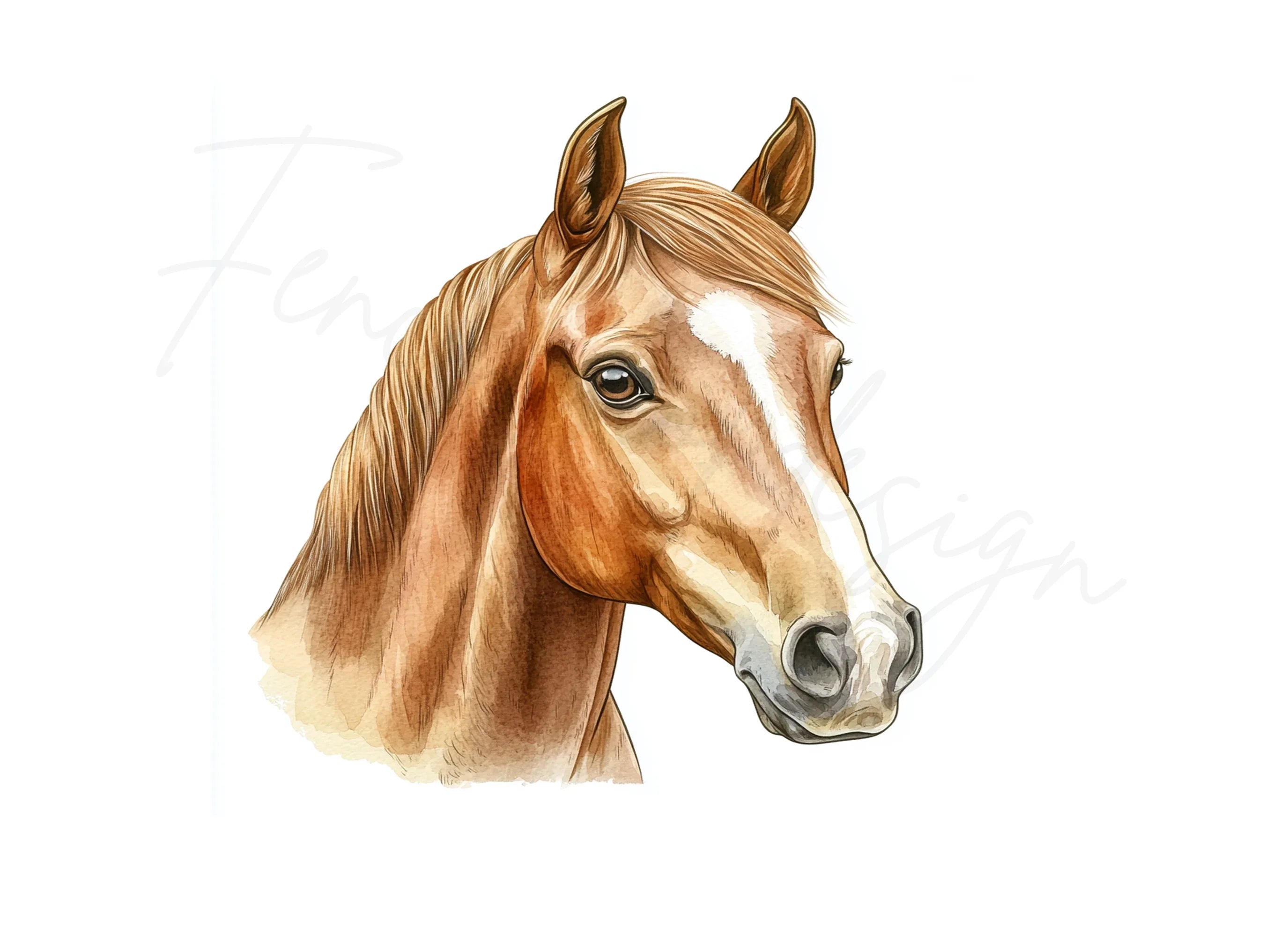 Detailed Horse Head Portrait Clipart Bundle