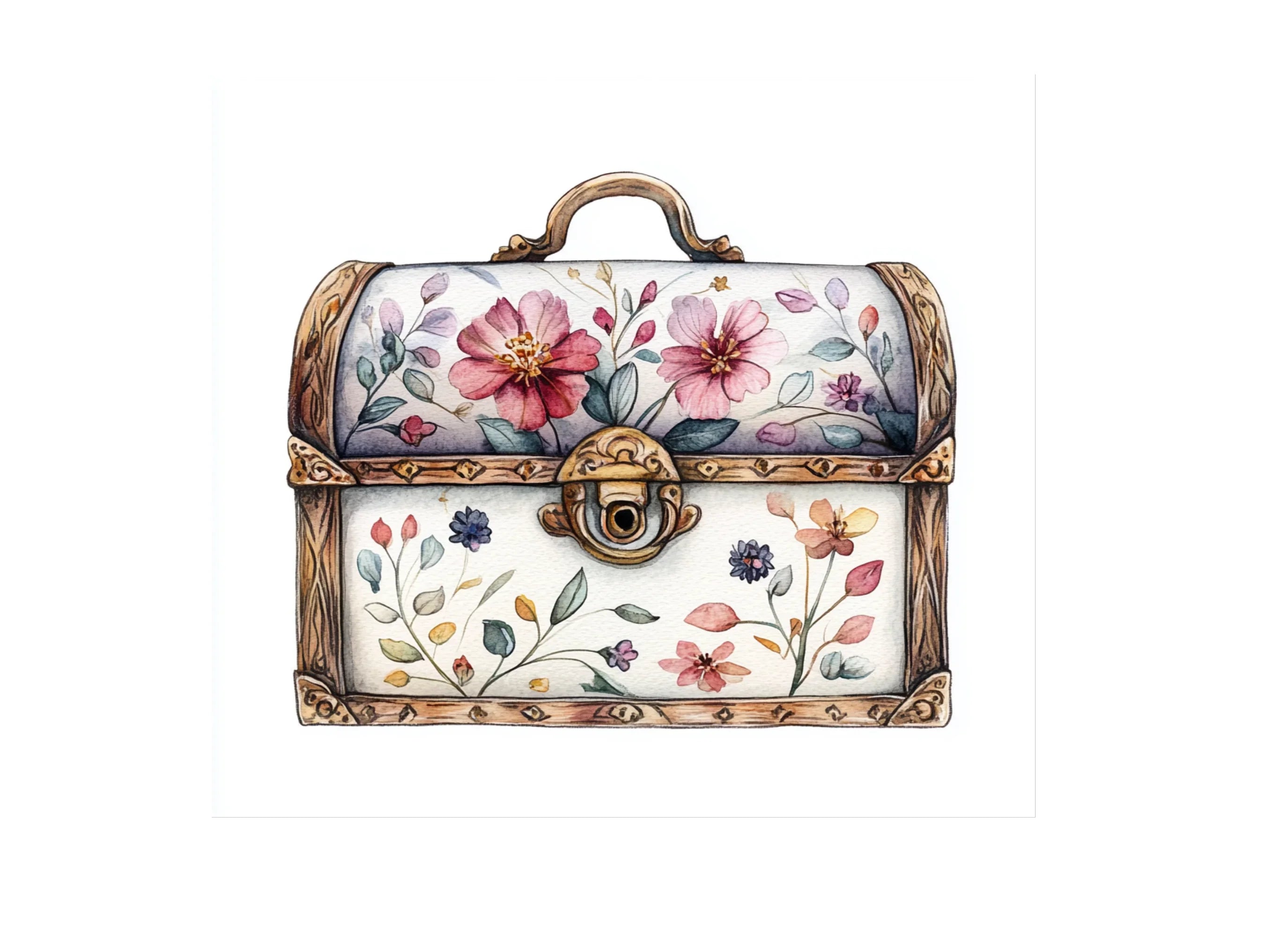 Decorative Floral Chests Clipart Bundle