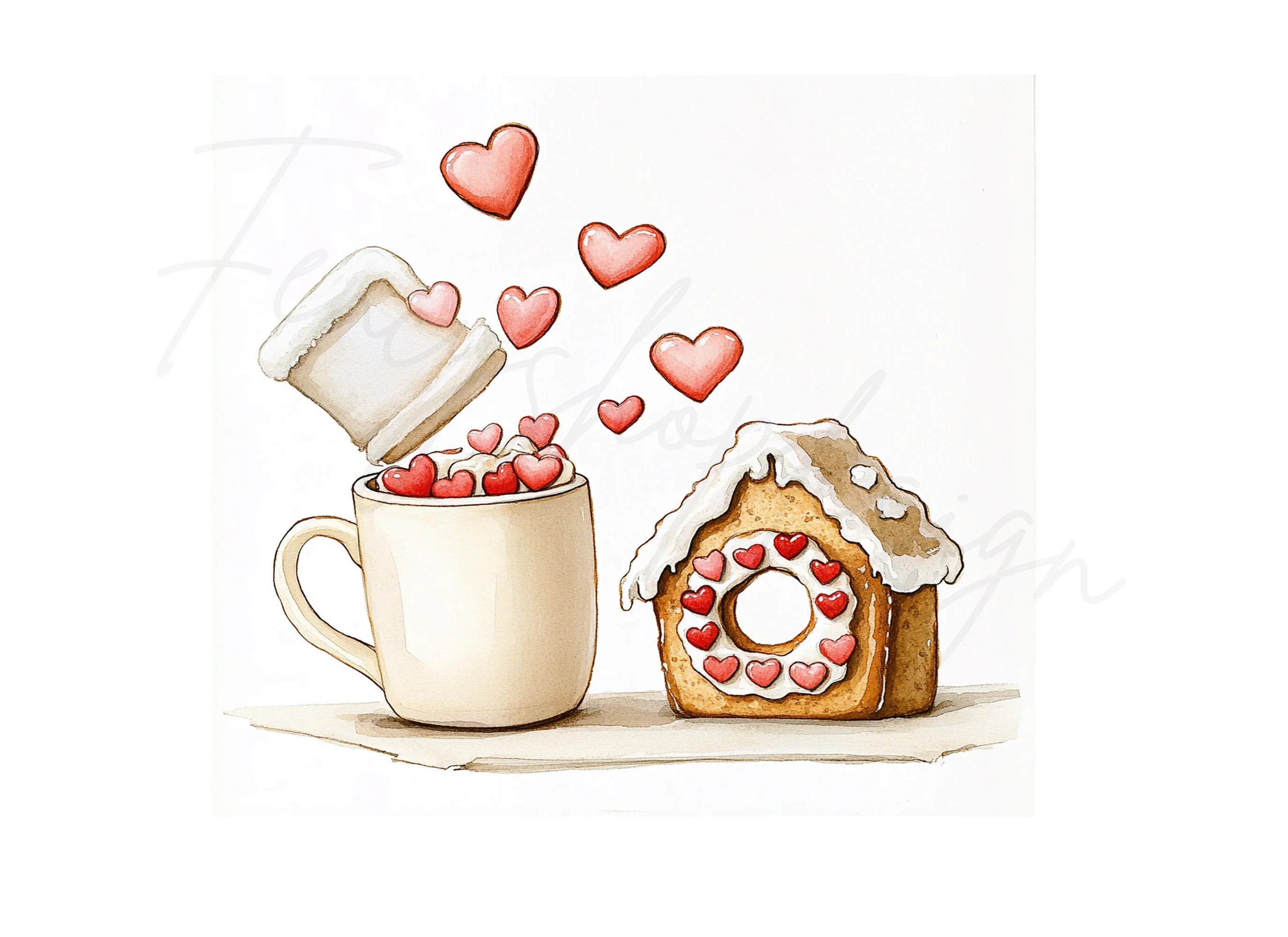 Valentine's Day Gingerbread House Clipart Bundle