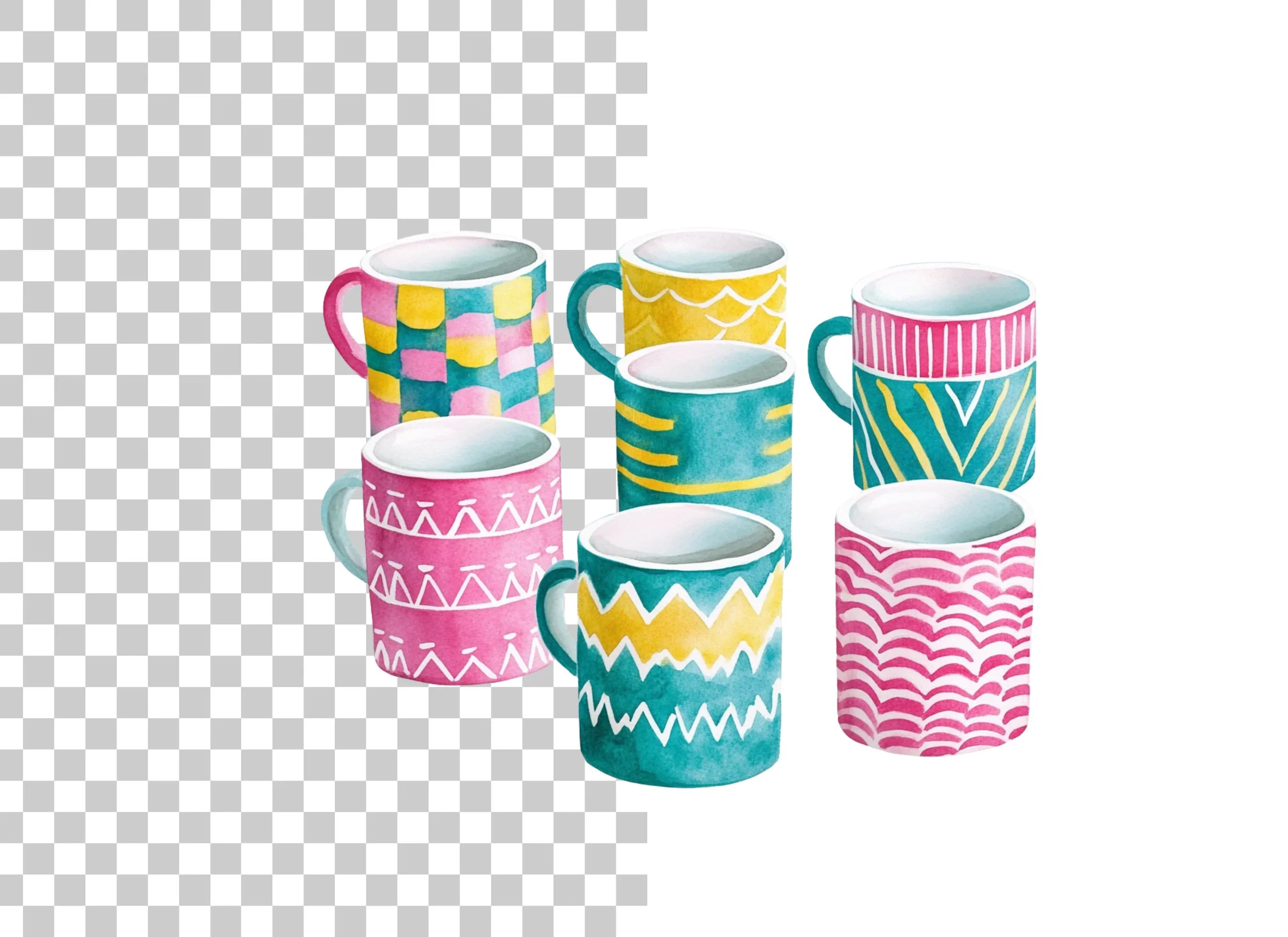 Patterned Mugs Clipart Bundle
