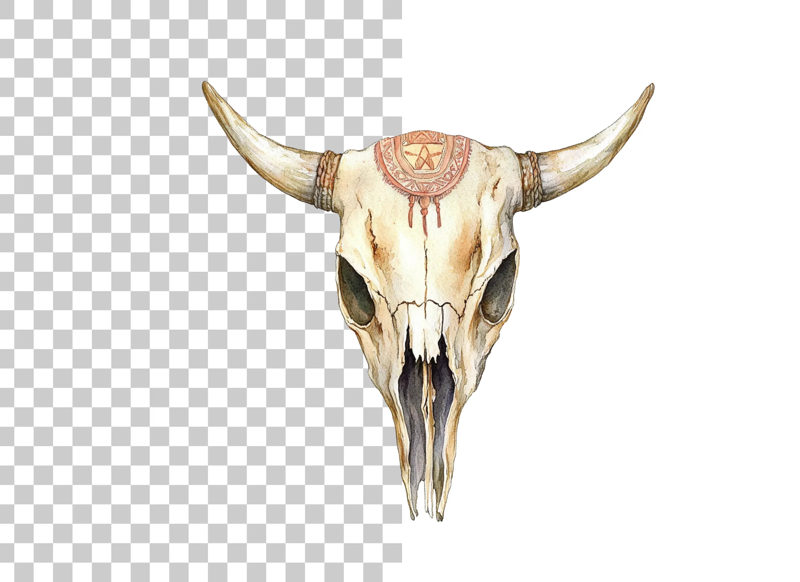 Rustic Bull Skull Clipart Bundle