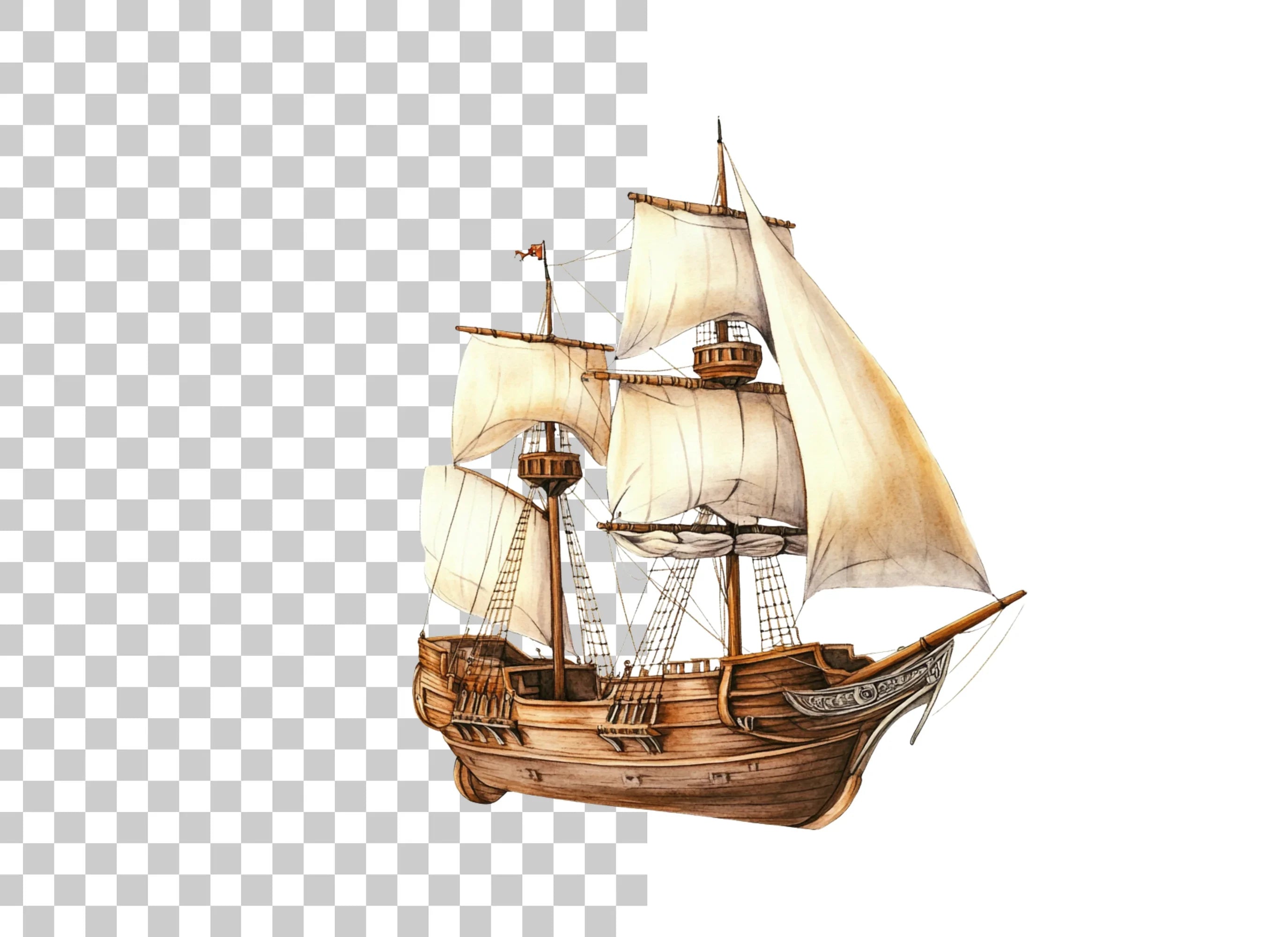 Vintage Sailing Ship Clipart Bundle