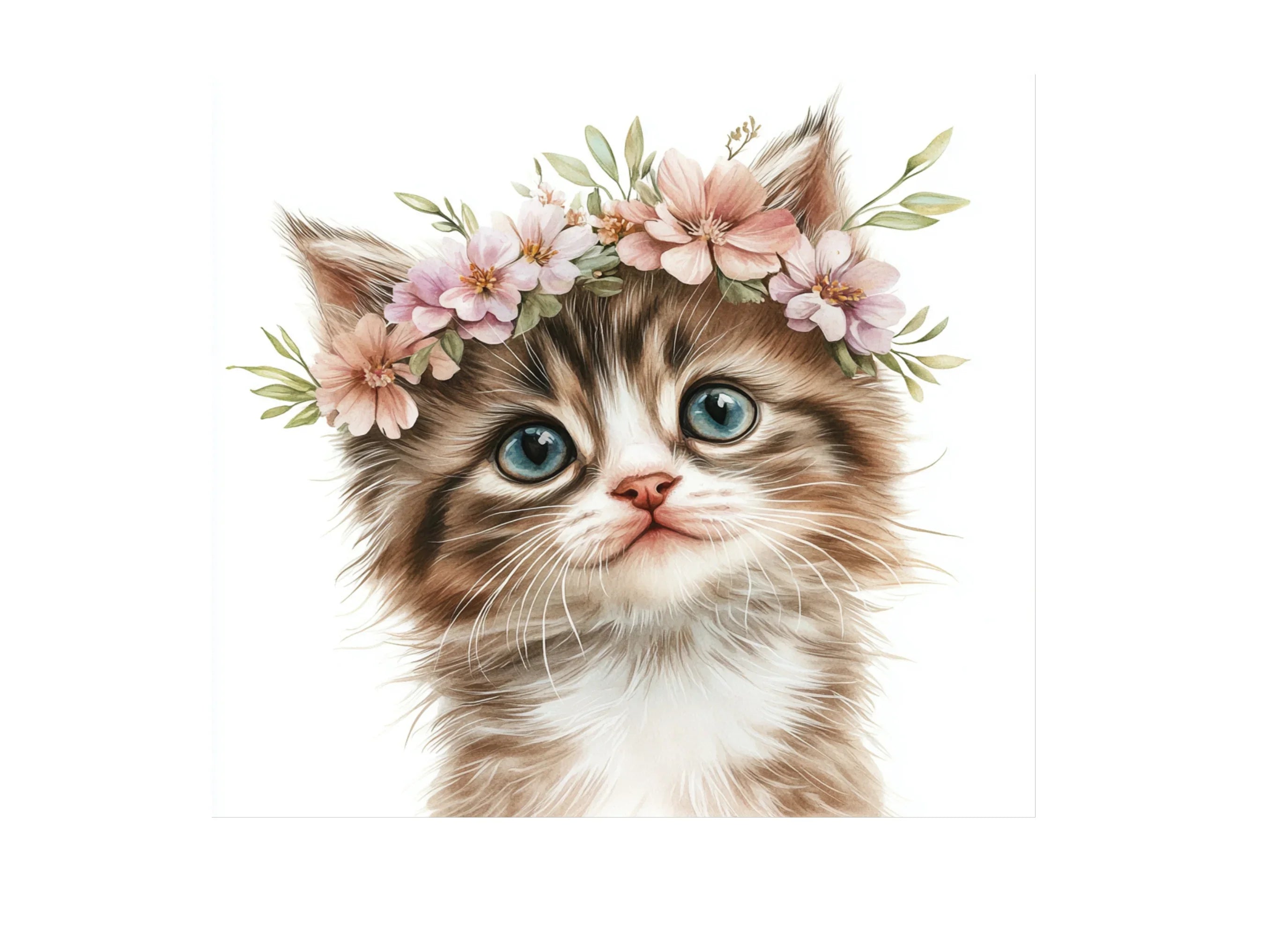 Cute Kitten Faces with Flower Crowns Clipart Bundle