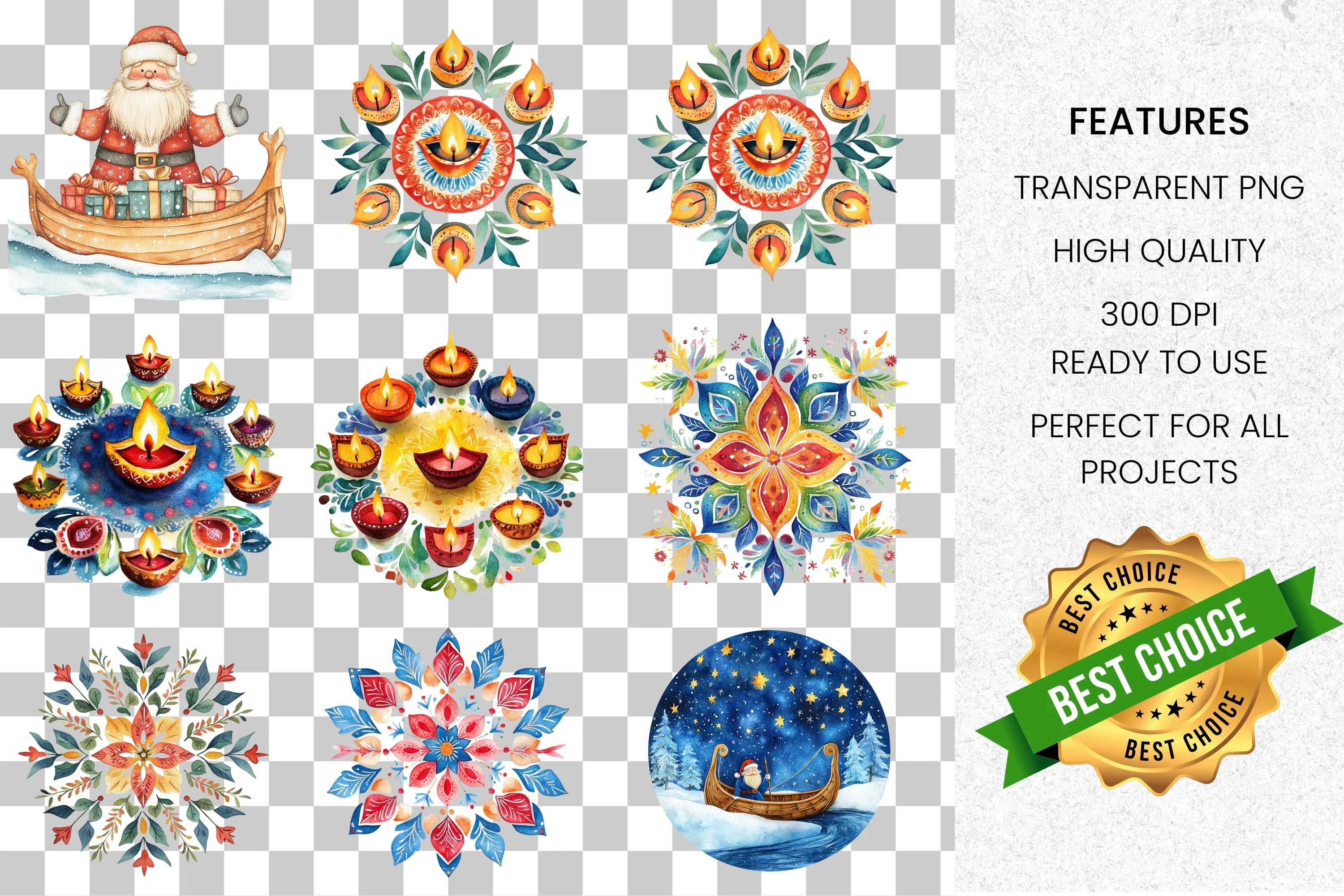 Viking Santa Winter Fun Clipart Bundle