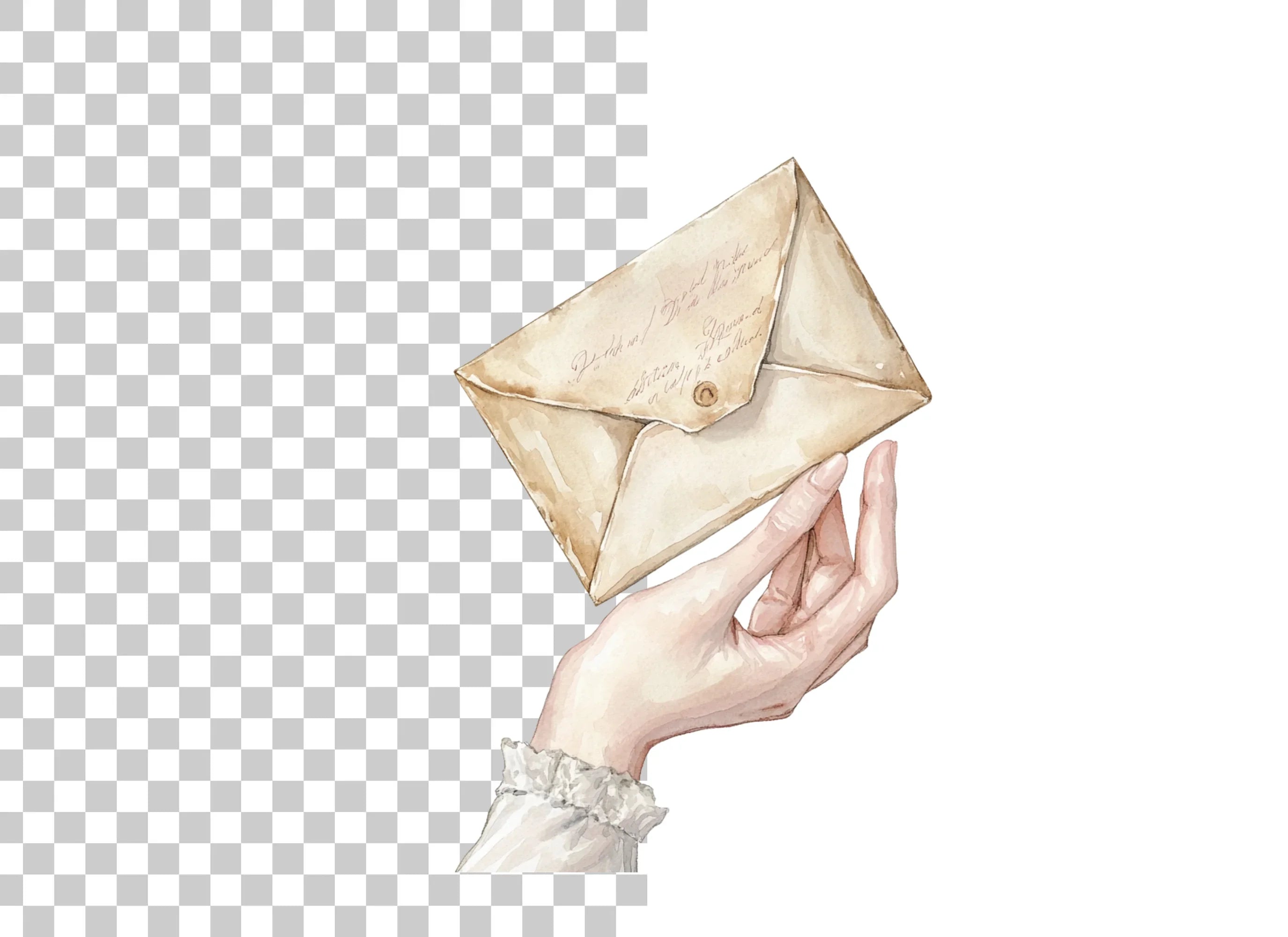 Vintage Hands Holding Envelopes Clipart Bundle