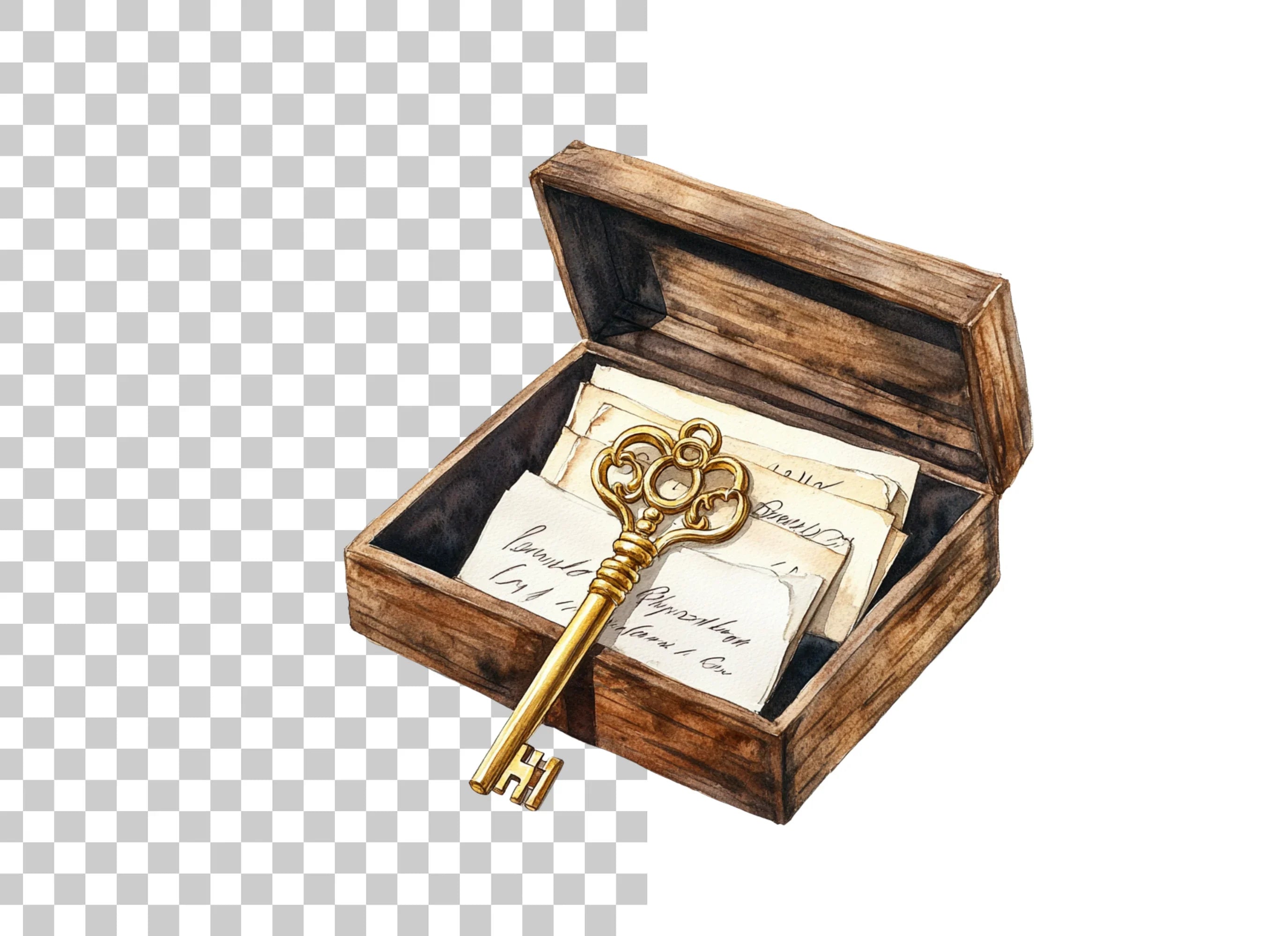 Vintage Key and Treasure Box Clipart Bundle