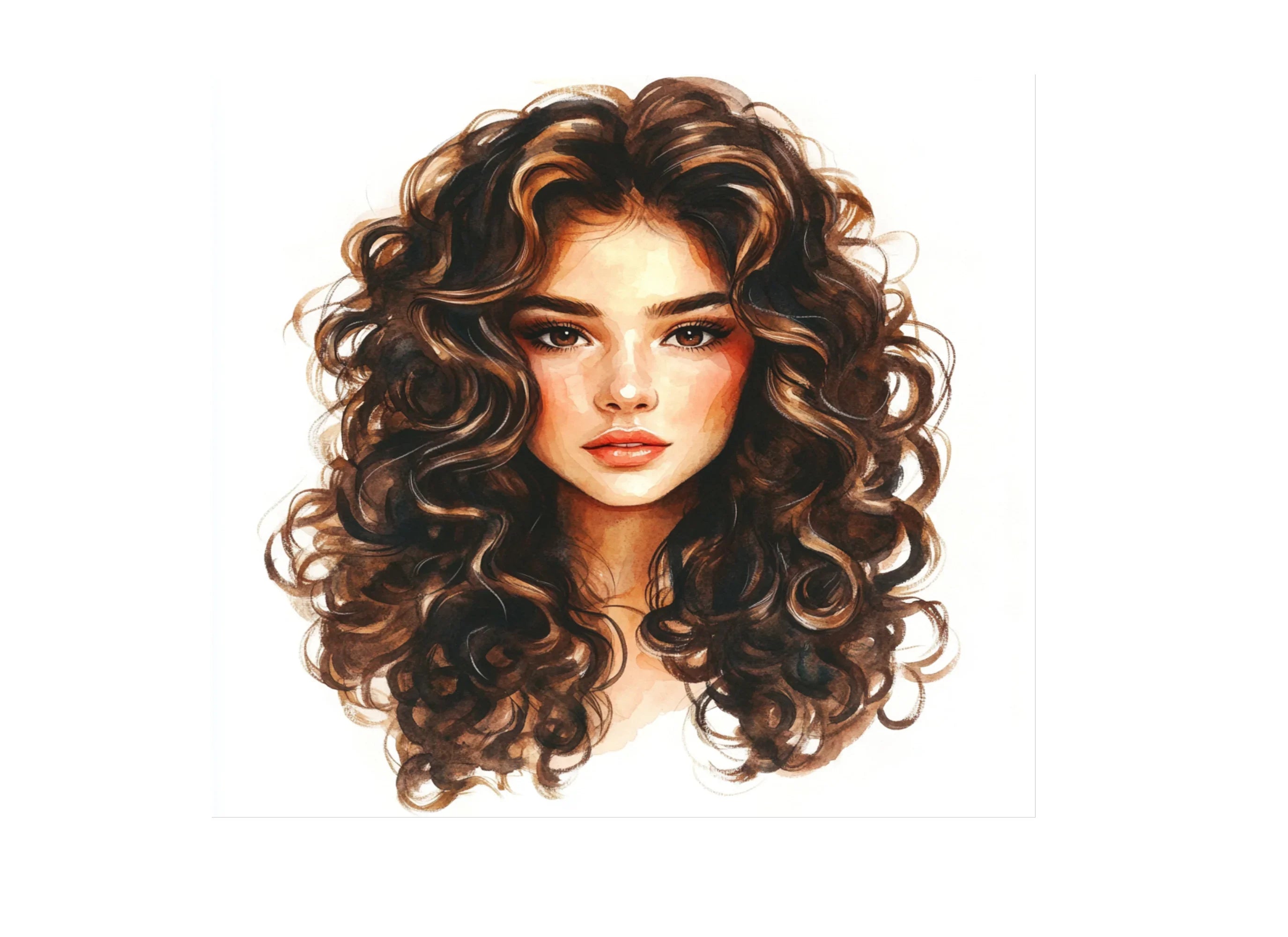 Beautiful Girls with Voluminous Curls Clipart Bundle