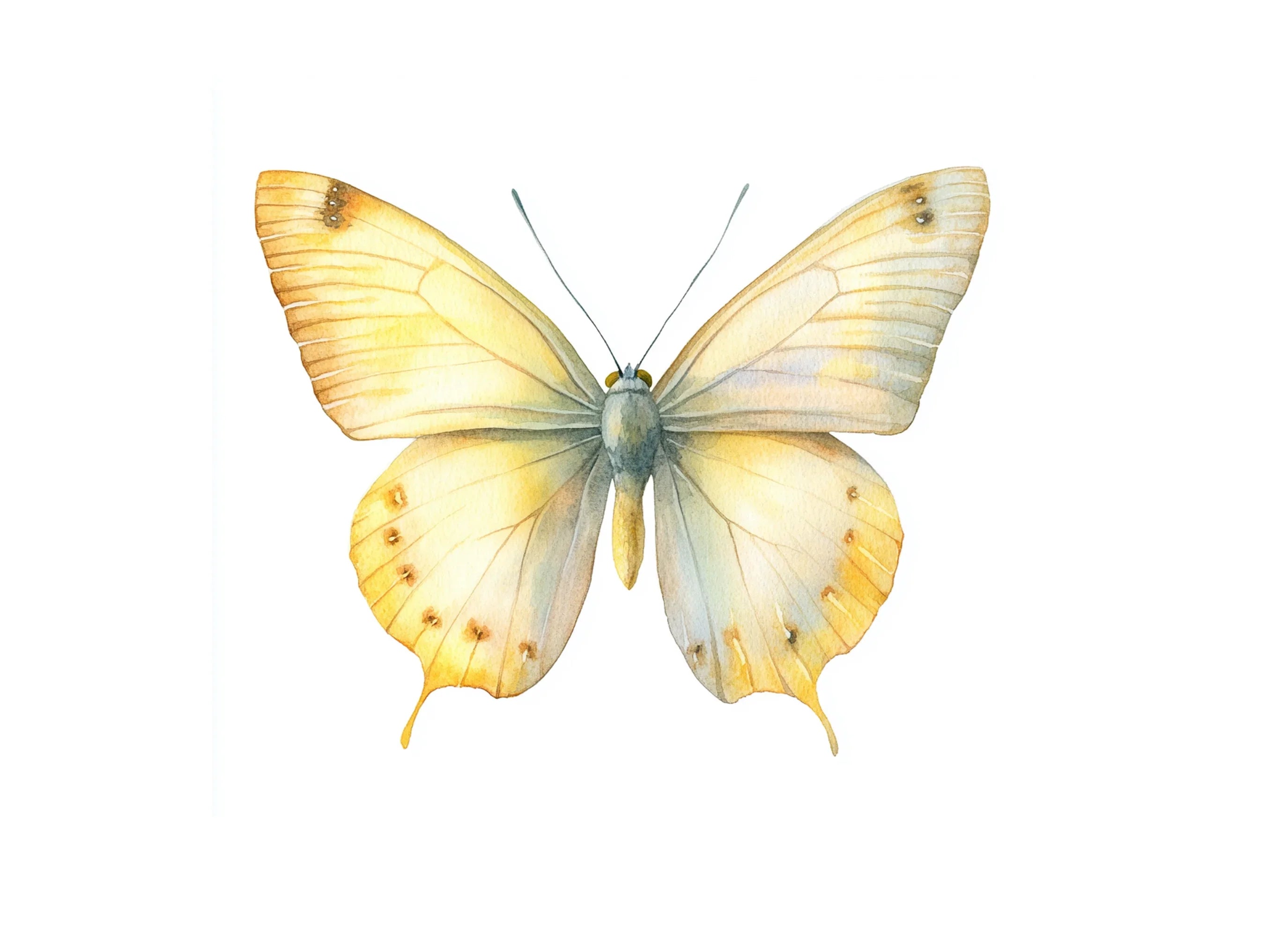 Soft Yellow Butterfly Clipart Bundle