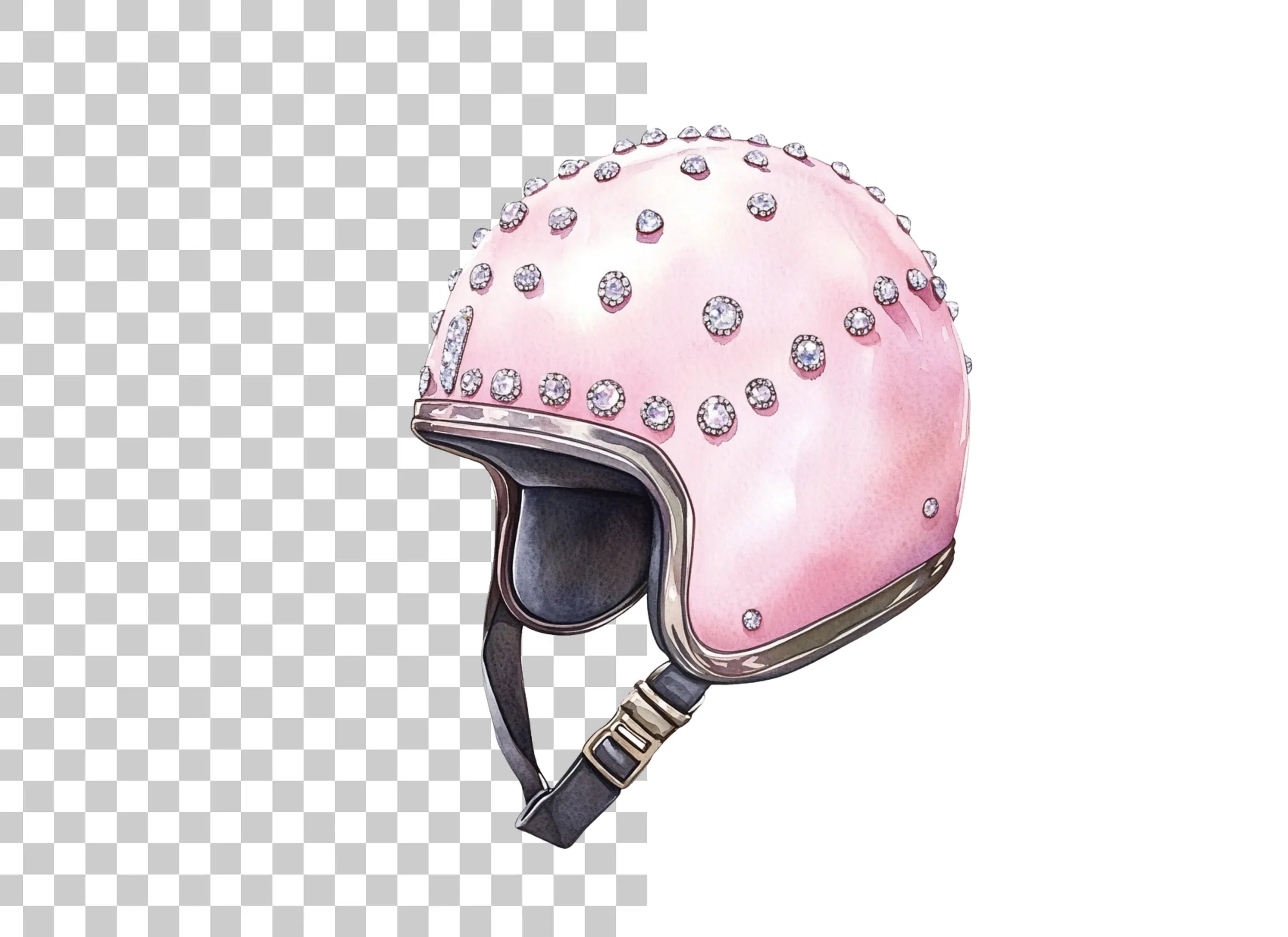 Pink Rhinestone Motorcycle Helmets Clipart Bundle