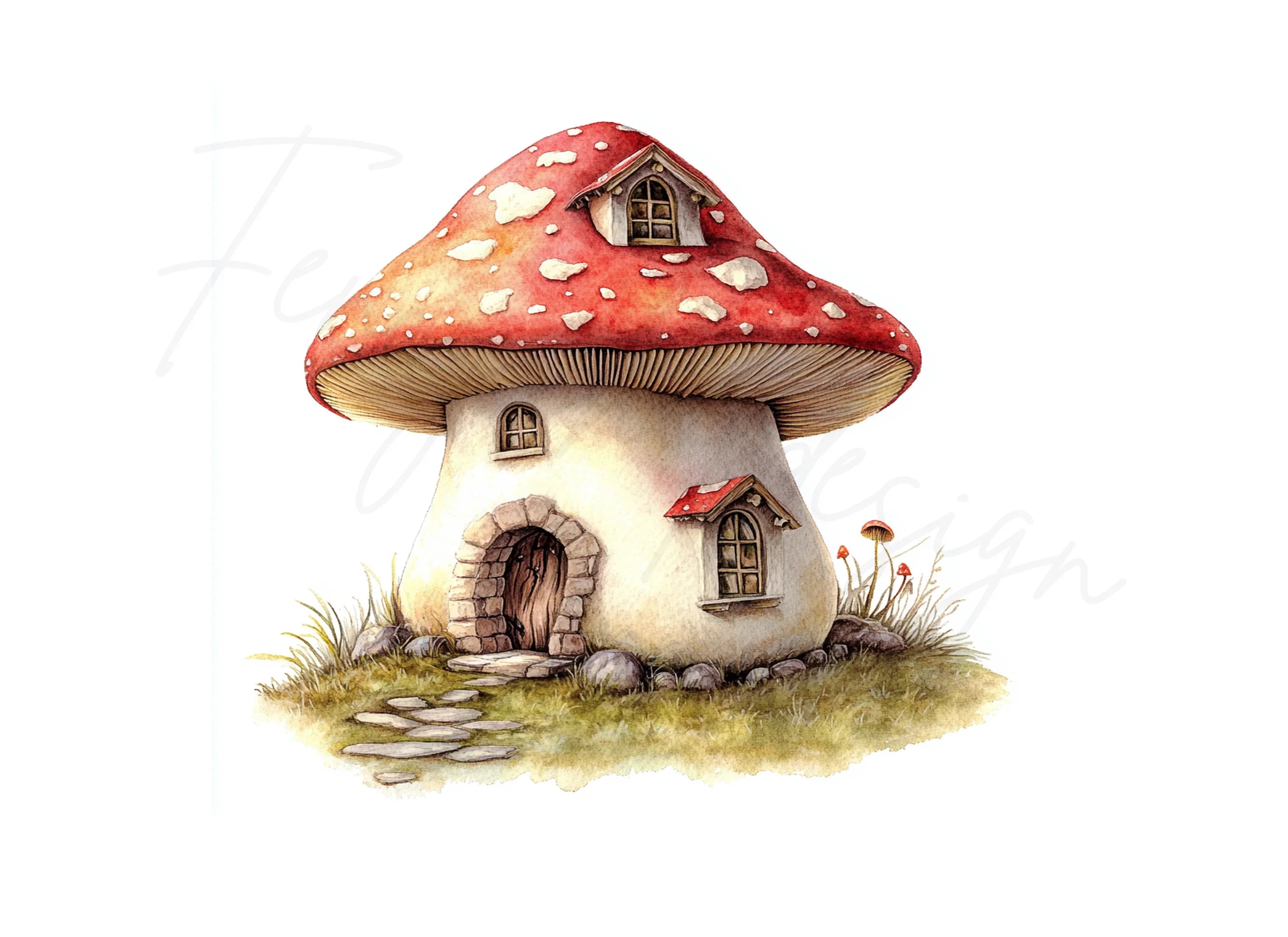 Charming Red Mushroom House Clipart Bundle