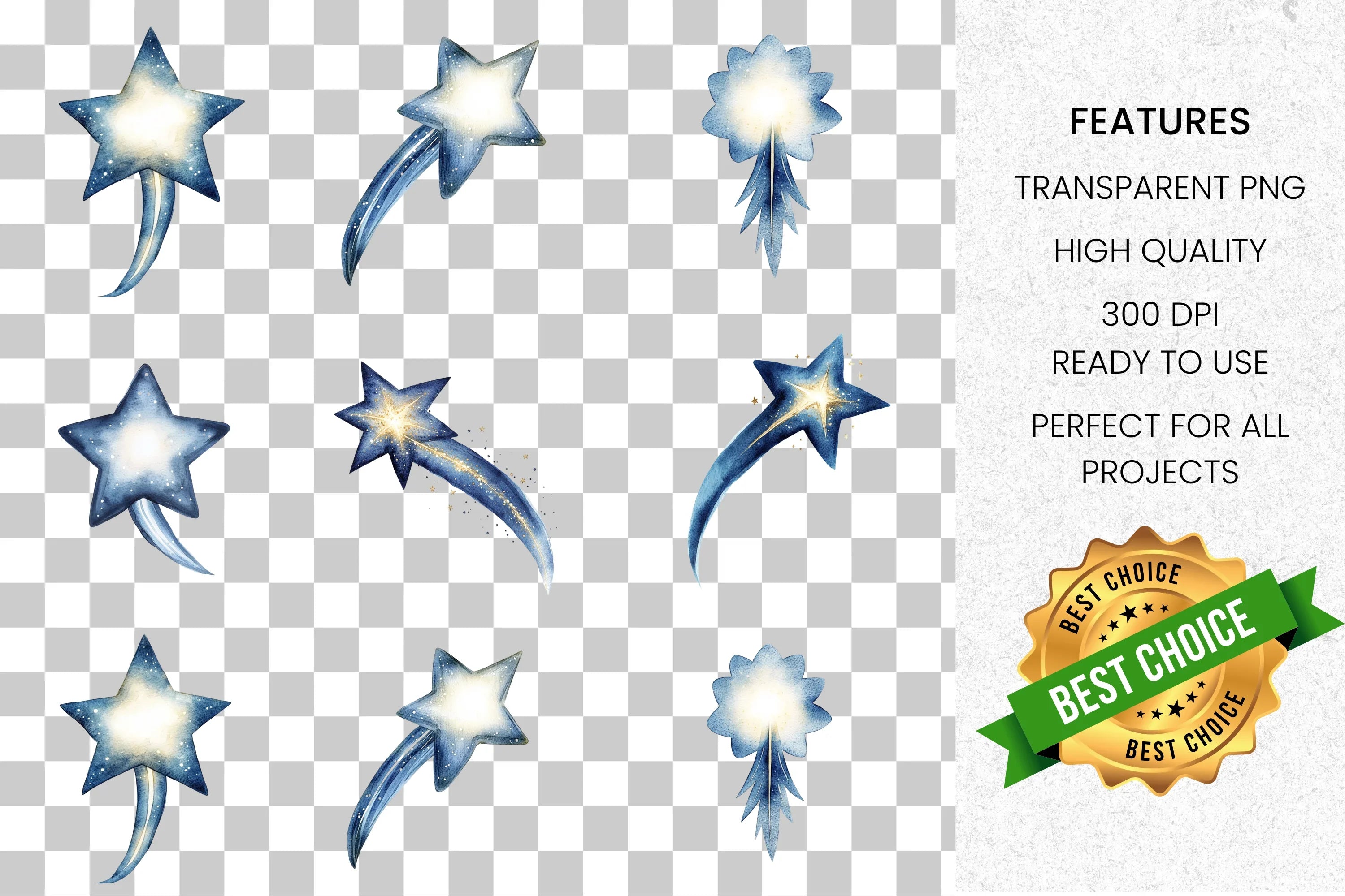 Magical Blue Star Clipart Bundle
