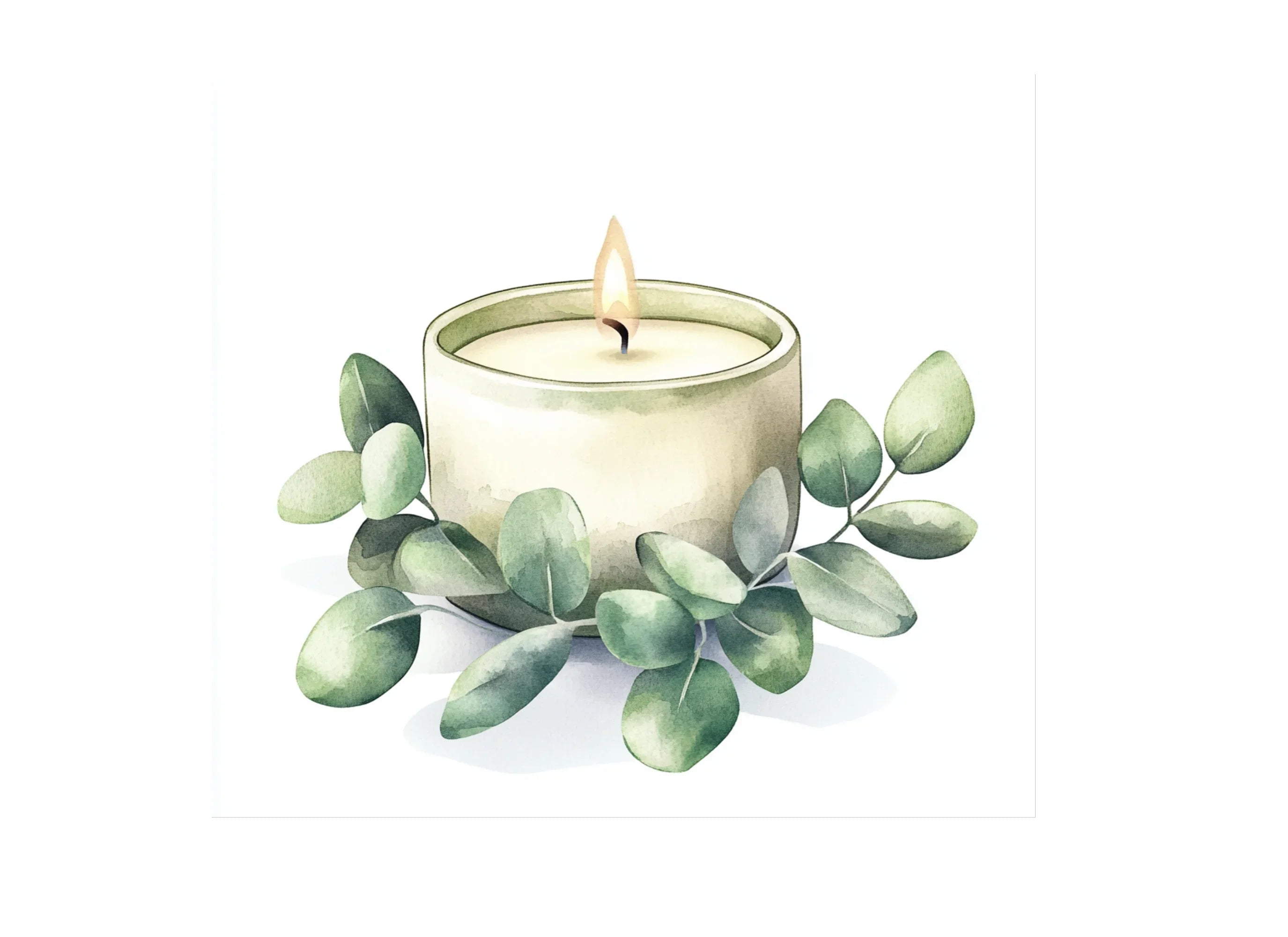 Green Candle Eucalyptus Clipart Bundle