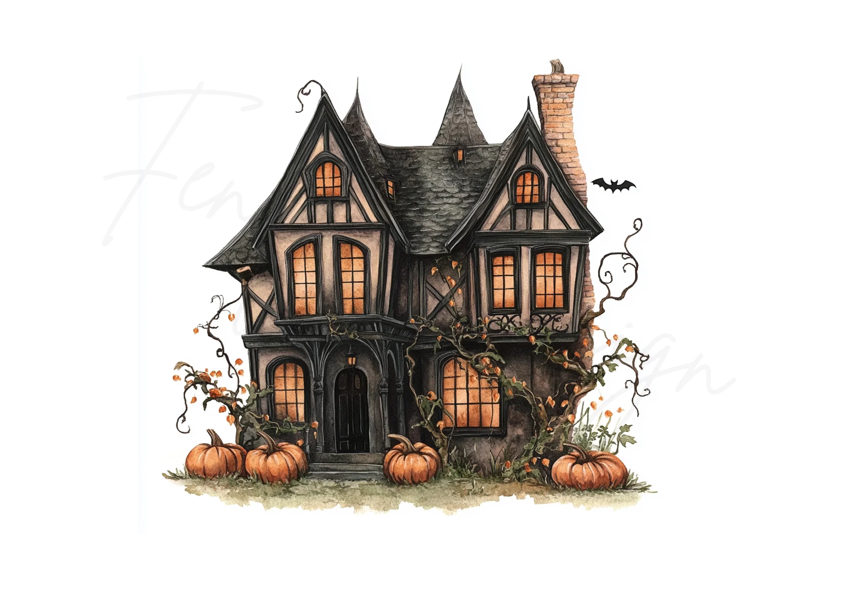 Spooky Haunted House Clipart Bundle
